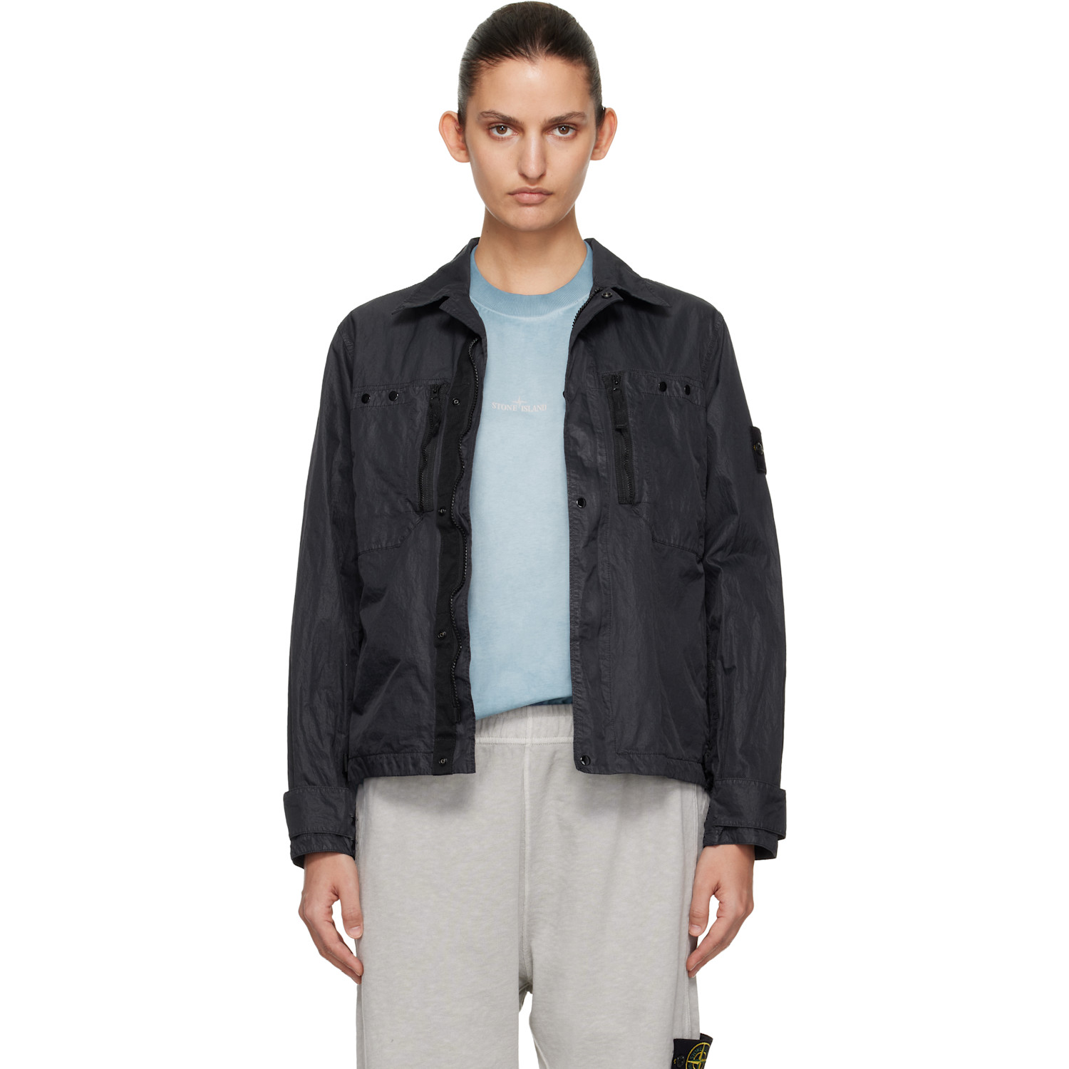 Stone Island Navy 1200020 Nylon Micro Twill Shirt