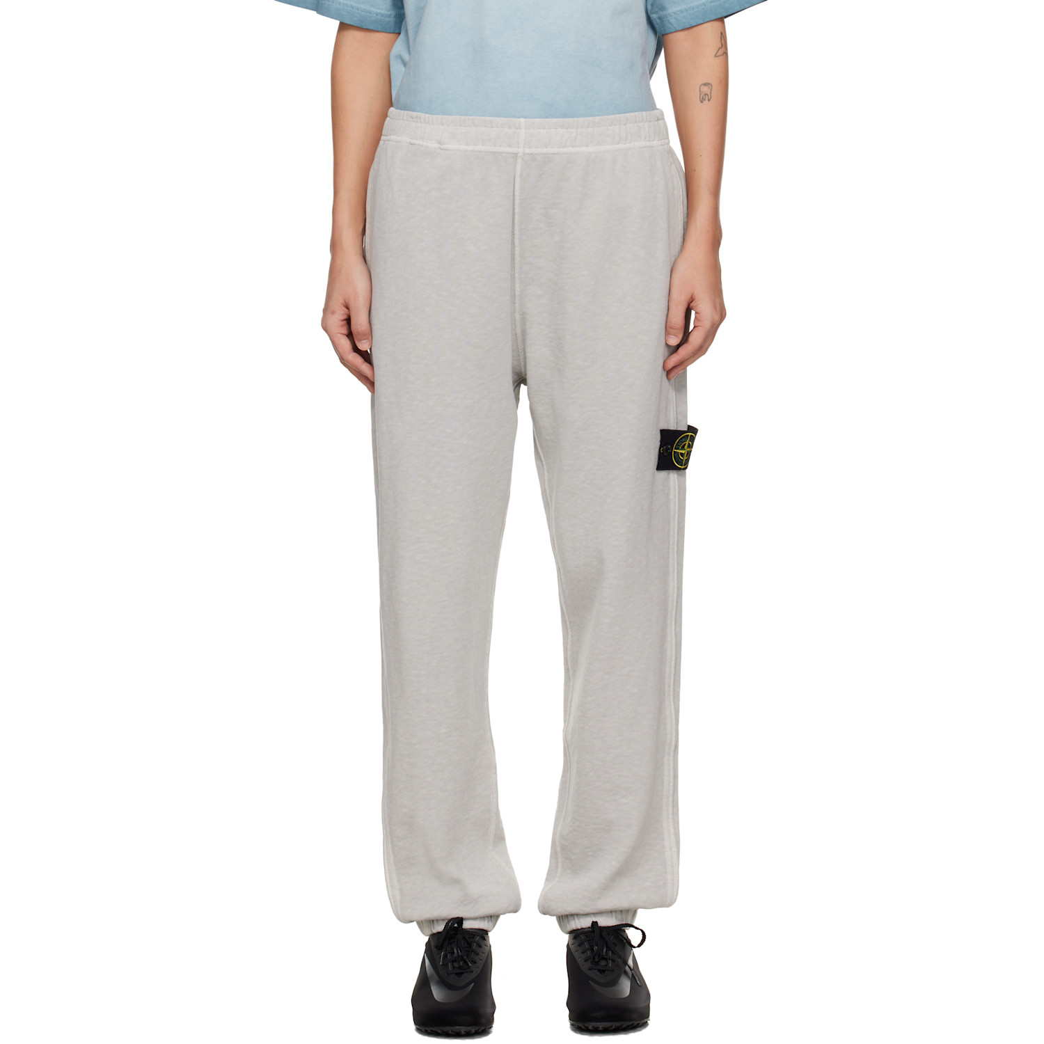 Stone Island Black 6200012 Malfilé Fleece 'Old' Effect Sweatpants
