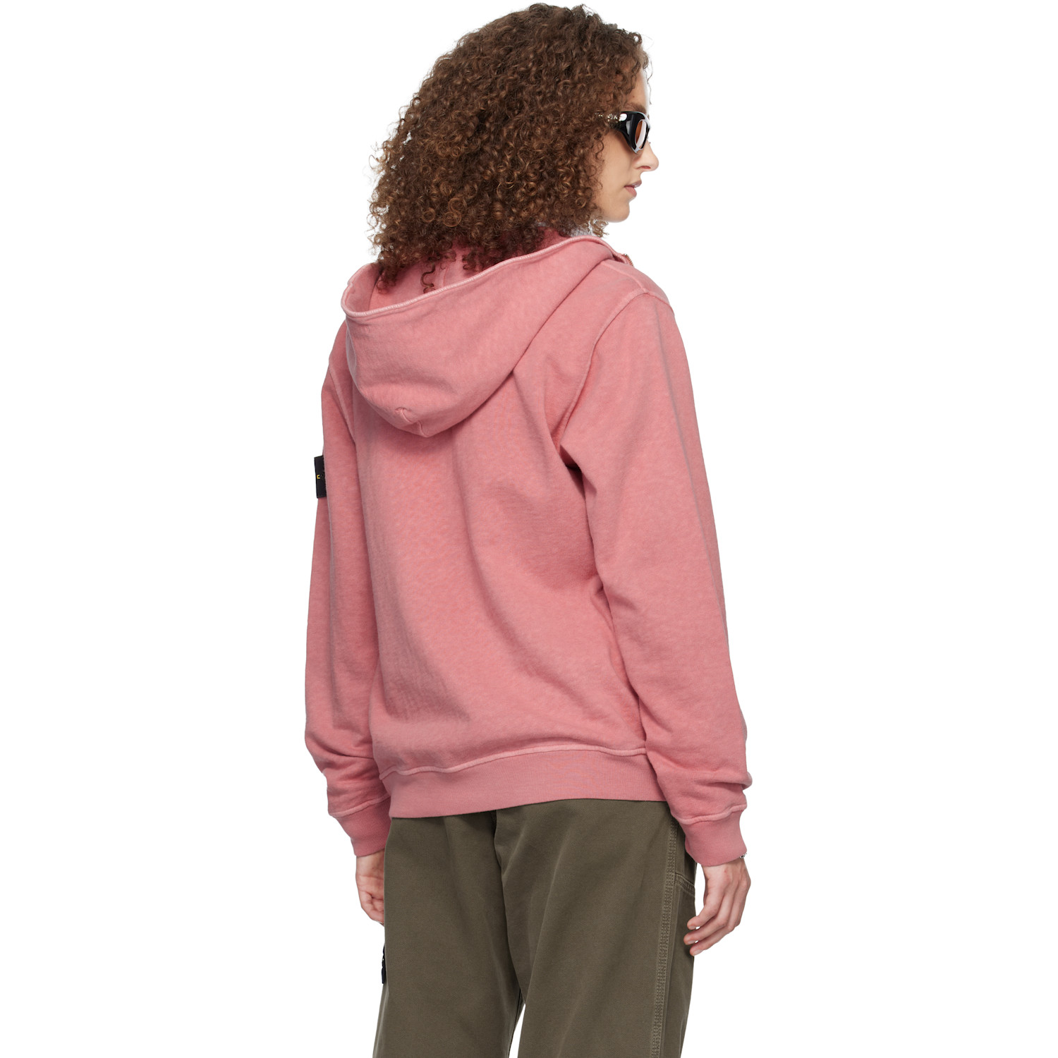  Stone Island Pink 6100032 Malfilé Fleece Old Effect Hoodie 