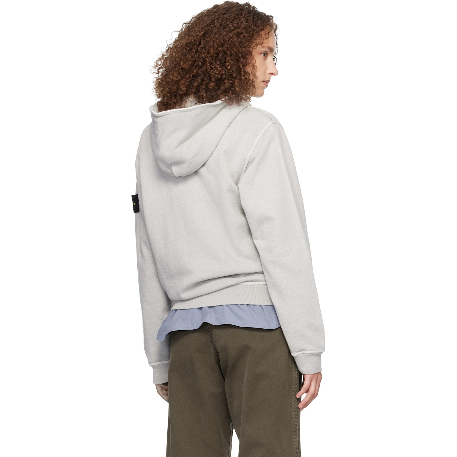  Stone Island Gray 6100032 Malfilé Fleece Old Effect Hoodie 