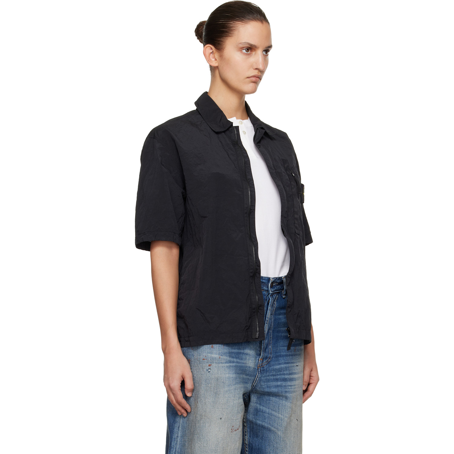  Stone Island Black 1200028 Nylon Metal Econyl Shirt 