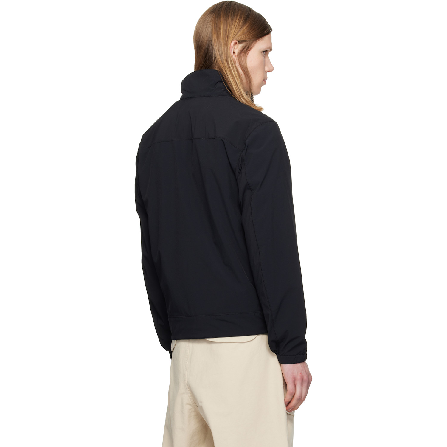  Stone Island Black 1200036 Stretch Nylon Tech Fleece Jacket 