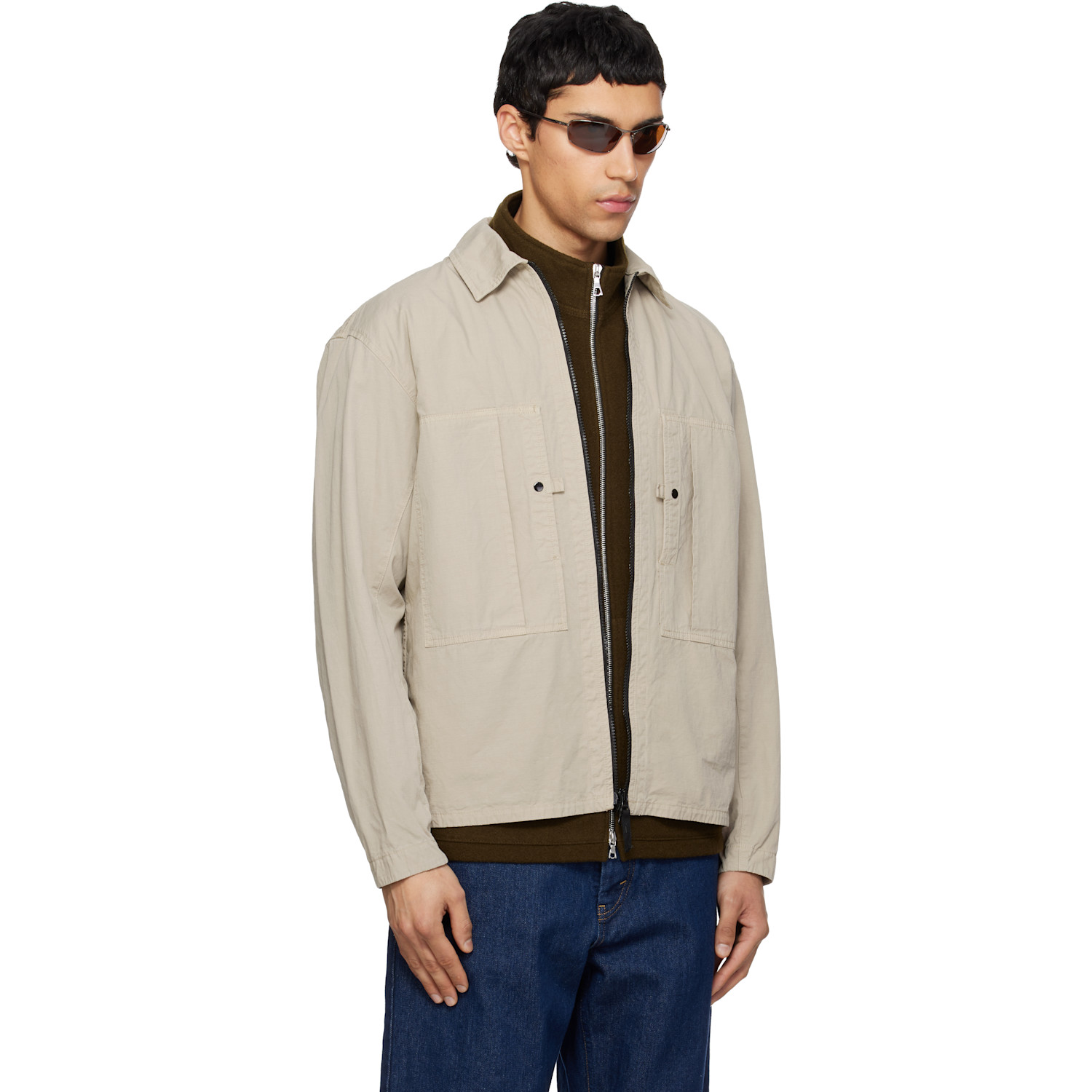  Stone Island Beige 1200005 Mercerized Organic Cotton Ripstop Jacket 