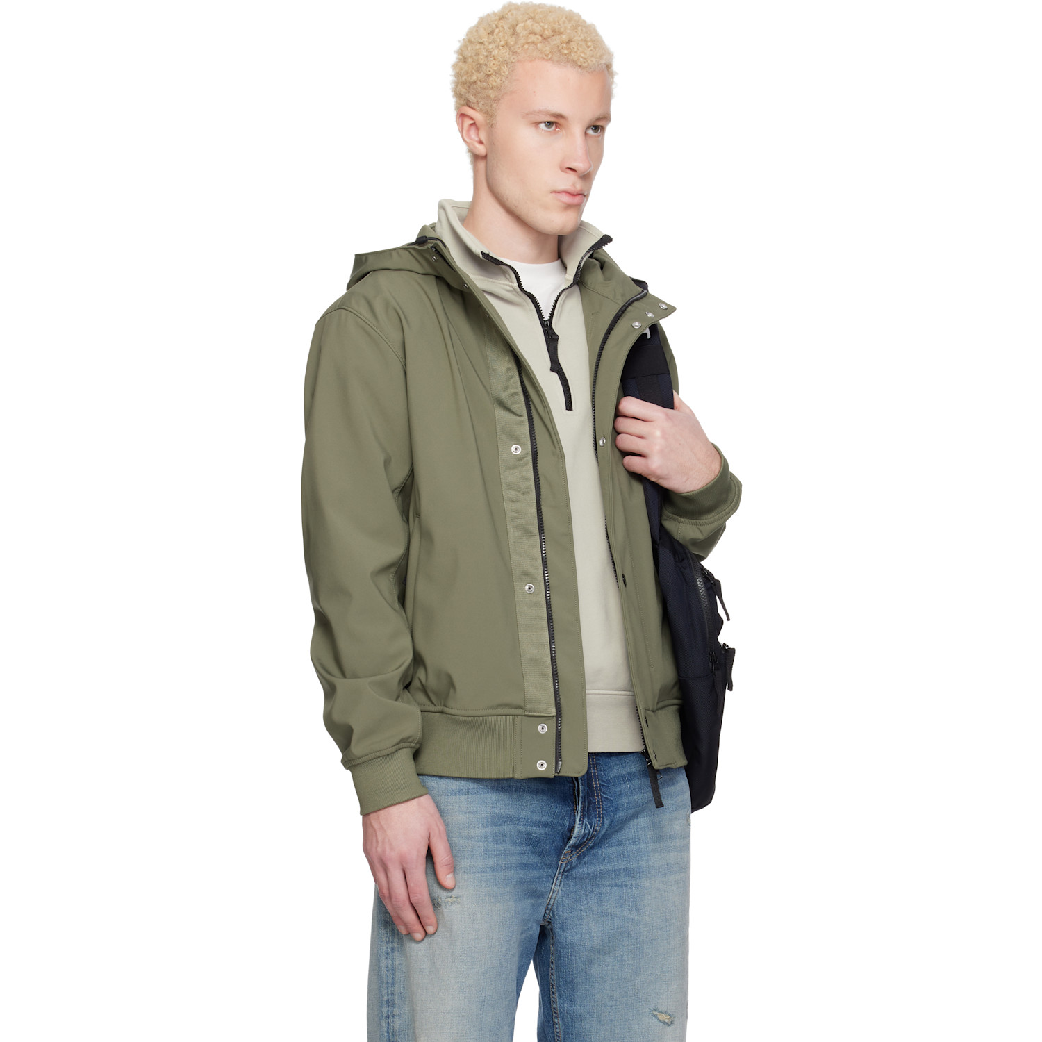  Stone Island Khaki 4100118 Light Soft Shell-r E.dye Technology Jacket 