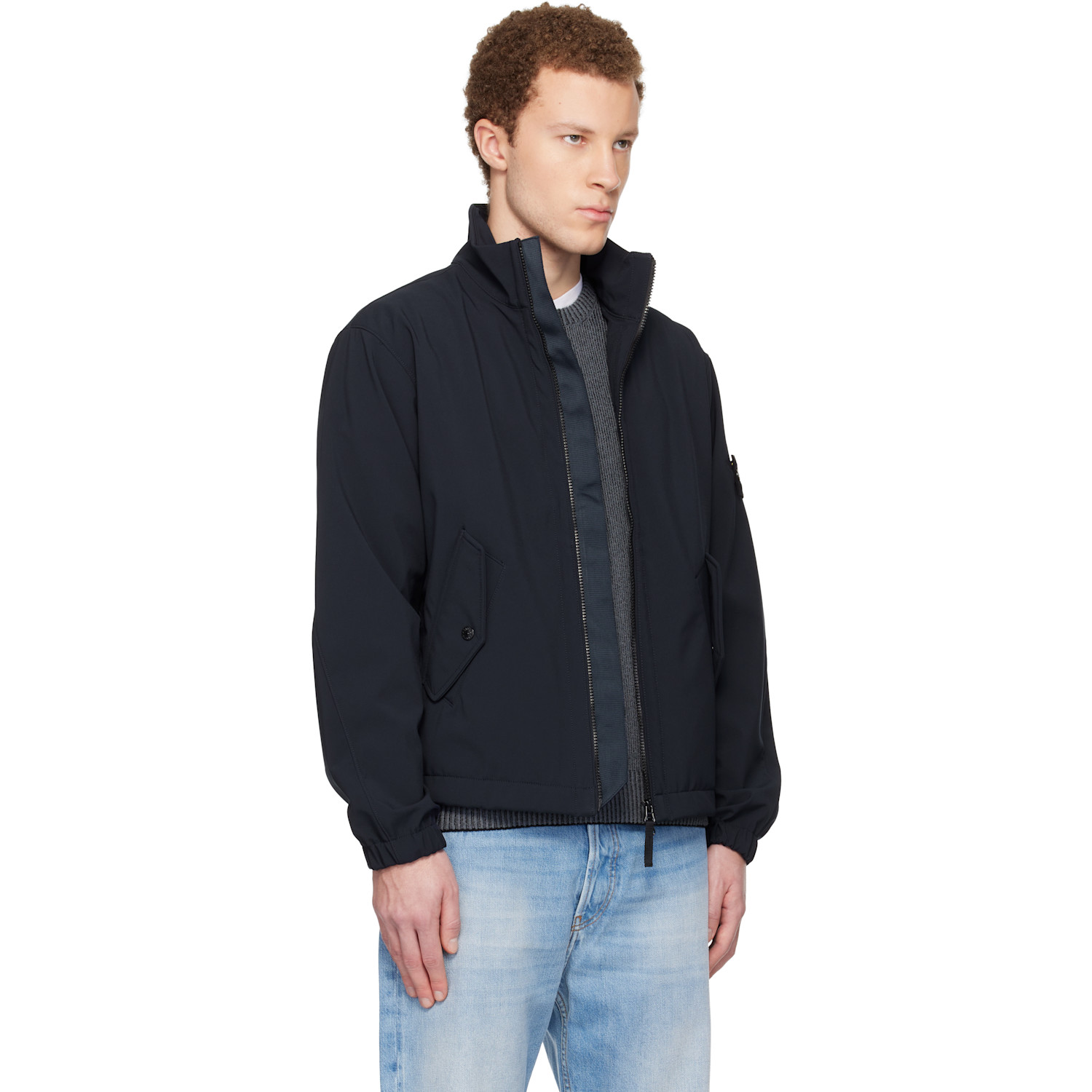  Stone Island Navy 4100022 Light Soft Shell-r E.dye Technology Jacket 