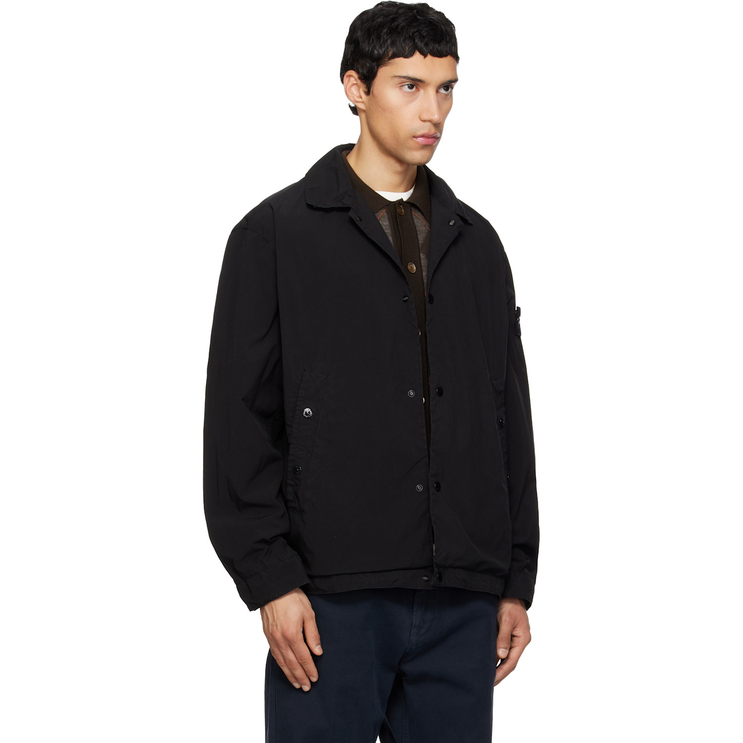  Stone Island Black 4100041 Light Compact Touch Poly-tc Jacket 