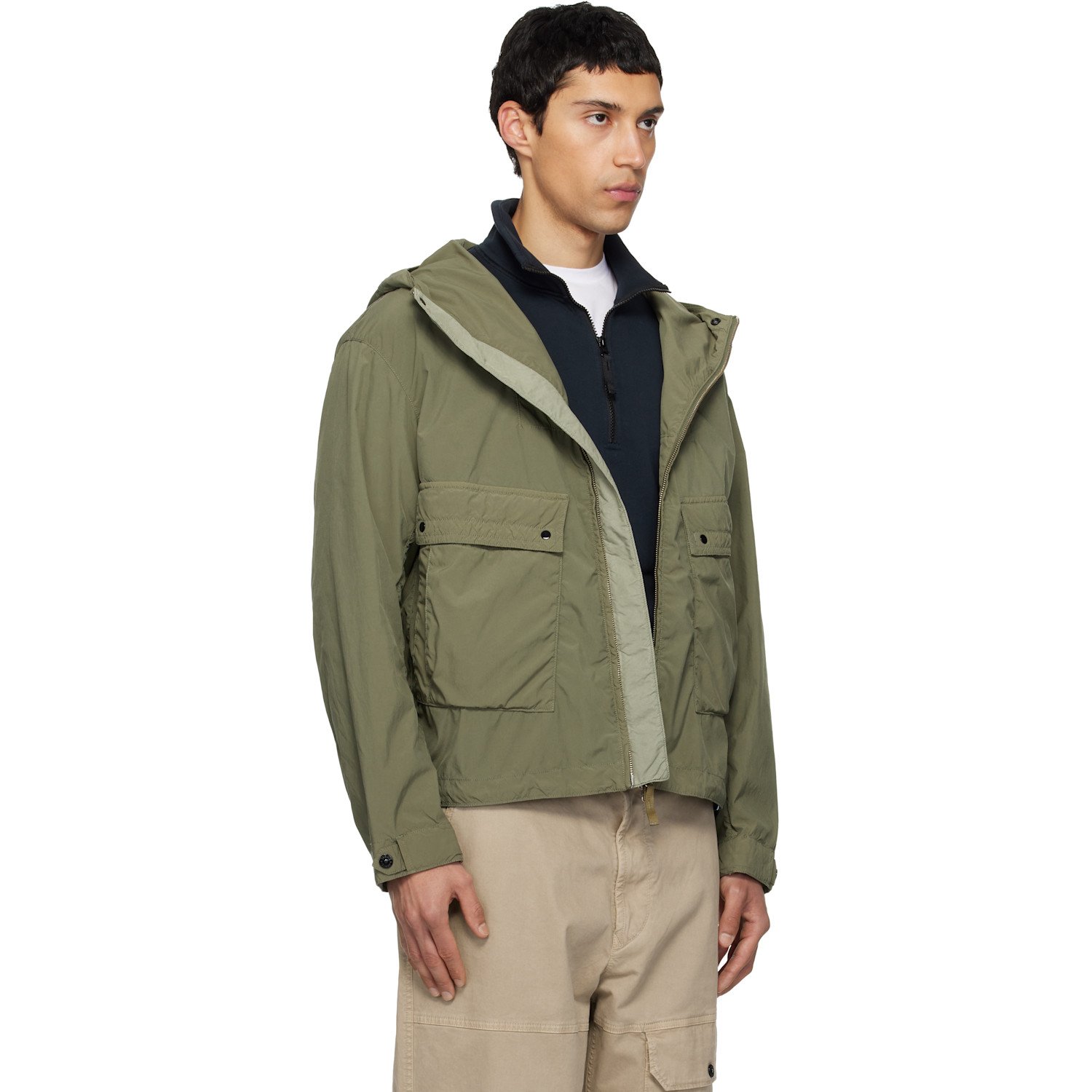  Stone Island Khaki 4100052 Light Compact Touch Short Jacket 