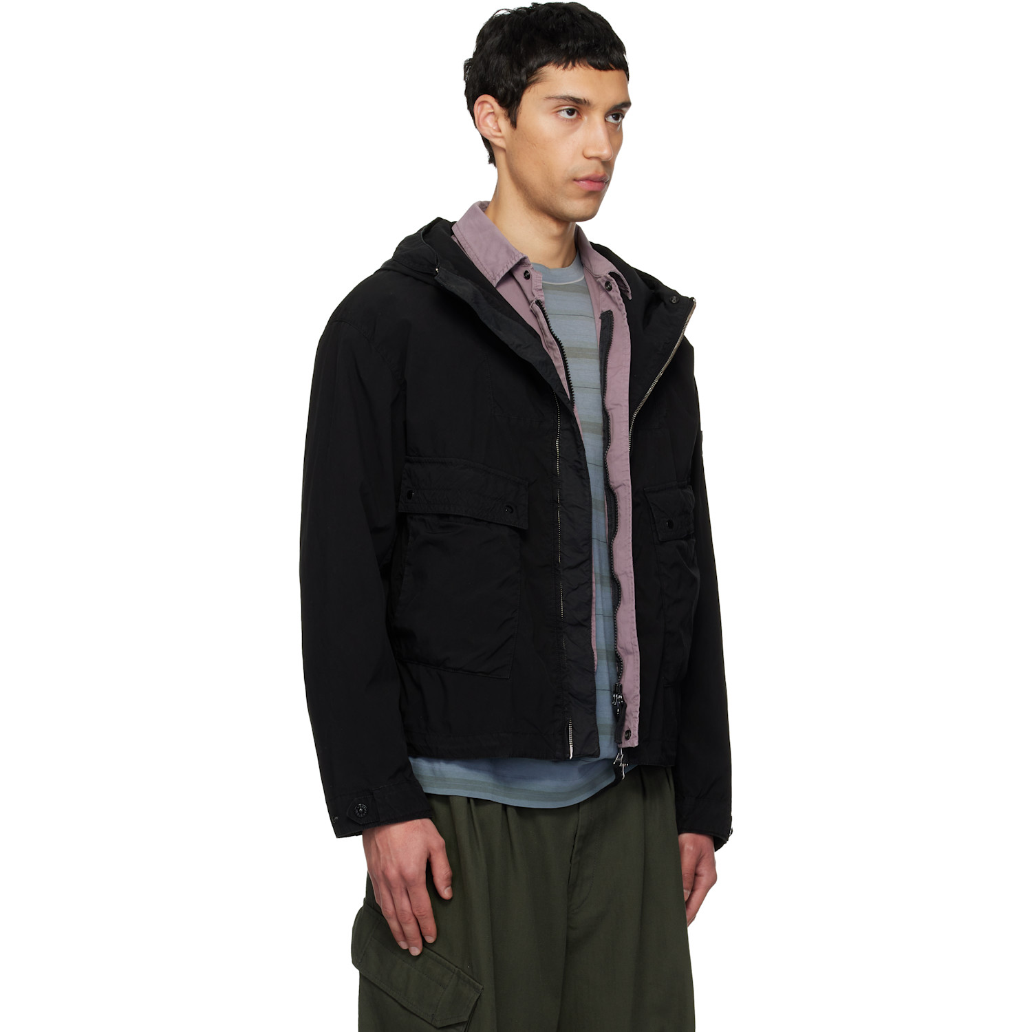  Stone Island Black 4100052 Light Compact Touch Short Jacket 