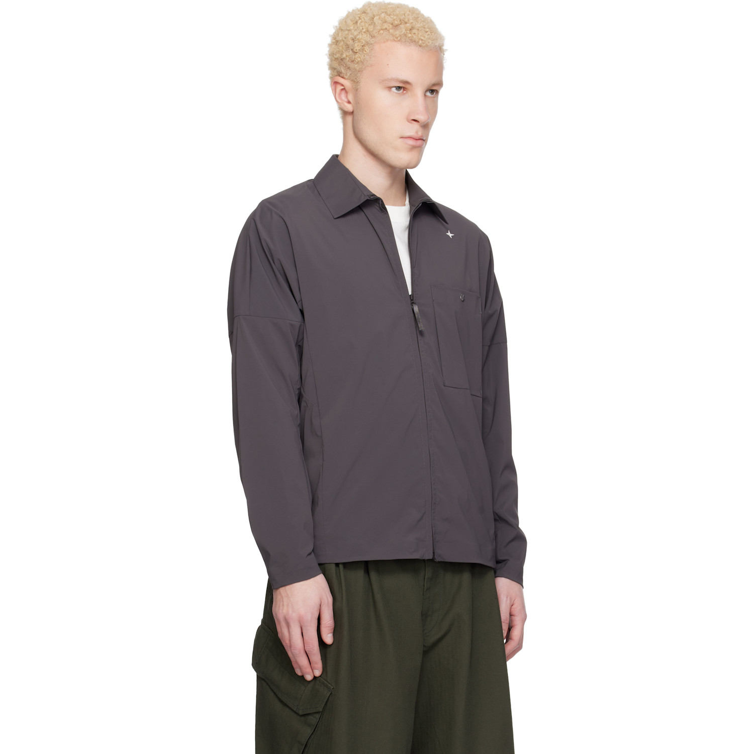  Stone Island Gray 1200016 Recycled Stretch Nylon Tela Stellina Jacket 