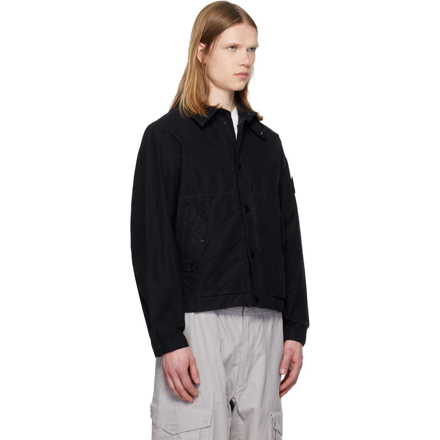  Stone Island Black 4100036 David Light-tc_s.i. Ghost Jacket 