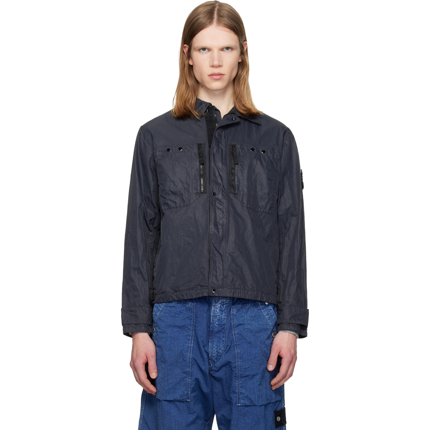 Stone Island Navy 1200020 Nylon Micro Twill Shirt