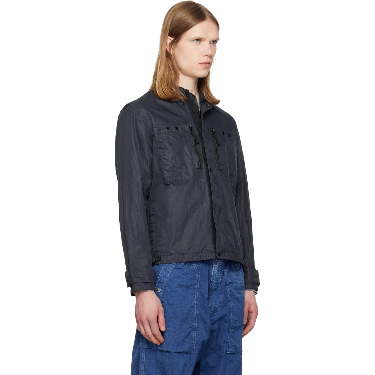  Stone Island Navy 1200020 Nylon Micro Twill Shirt 