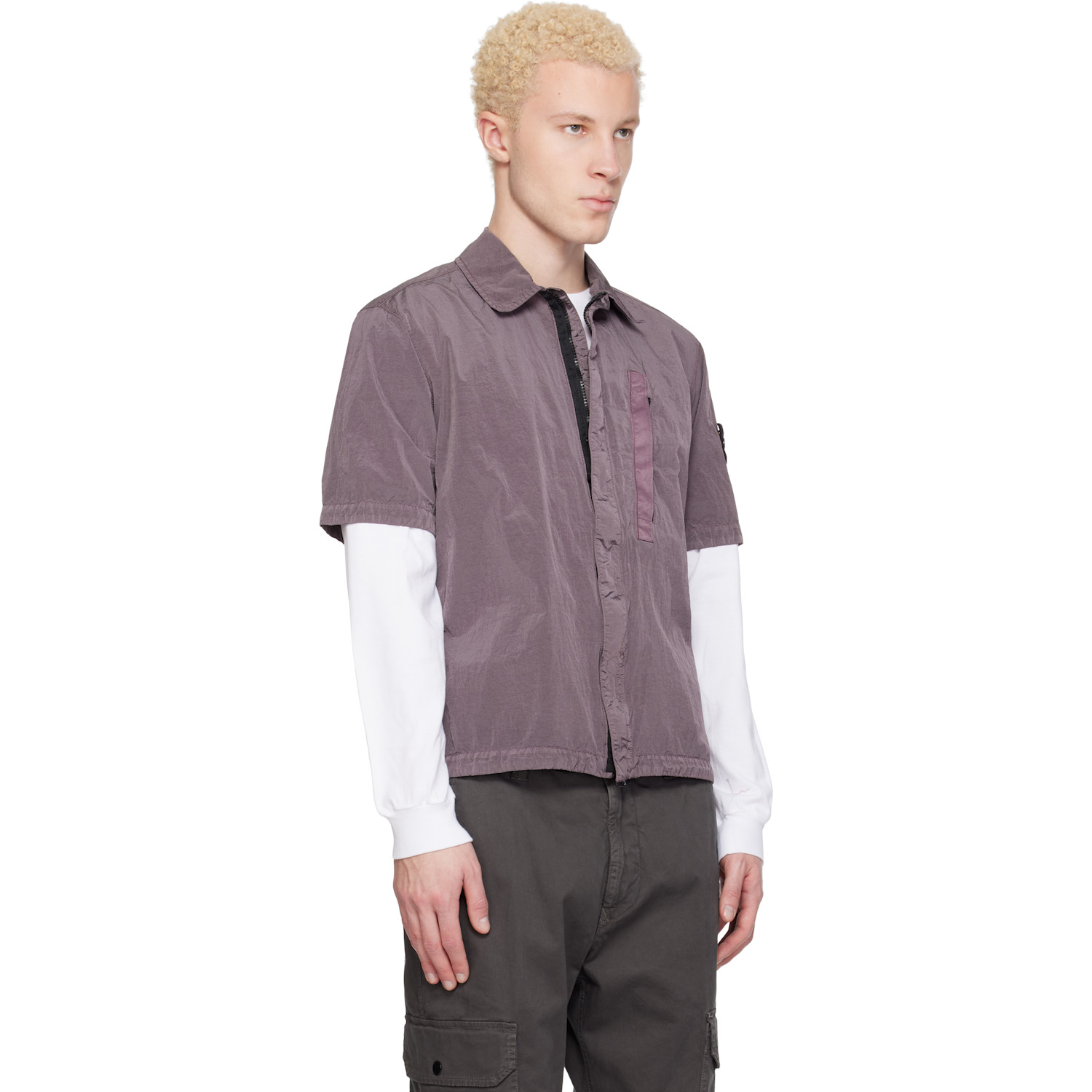  Stone Island Purple 1200028 Nylon Metal Econyl Shirt 