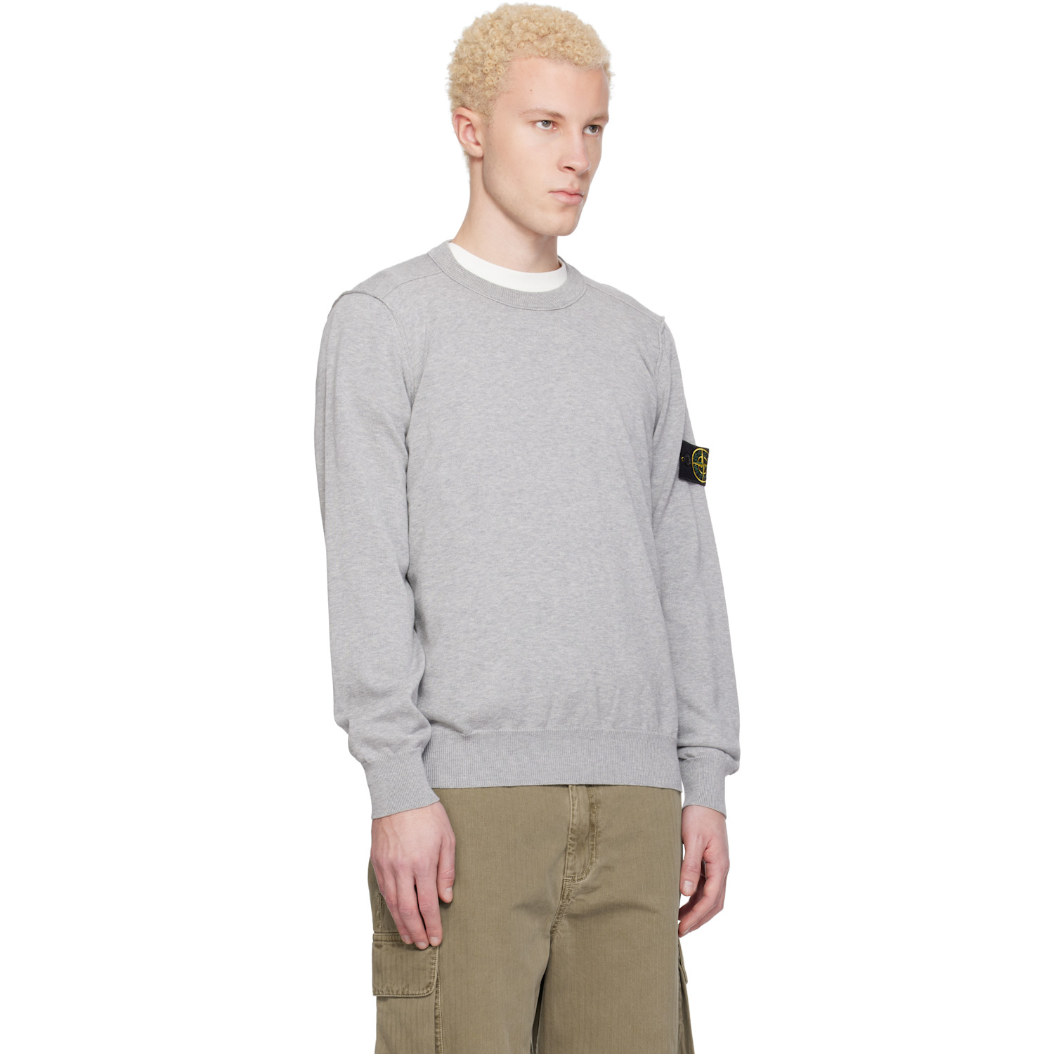  Stone Island Gray 5100053 Soft Organic Cotton Sweater 