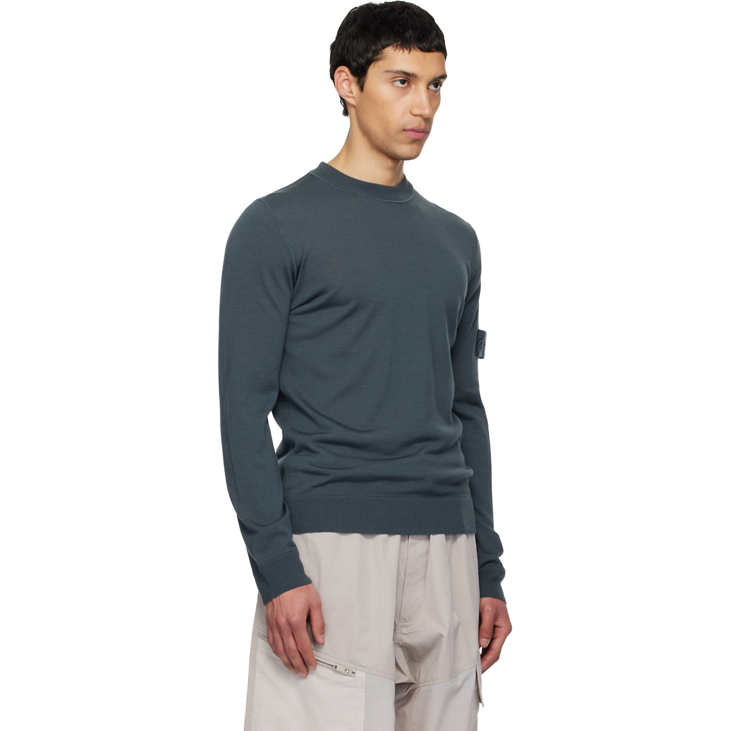  Stone Island Blue 5100071 Light Pure Rws Wool Sweater 