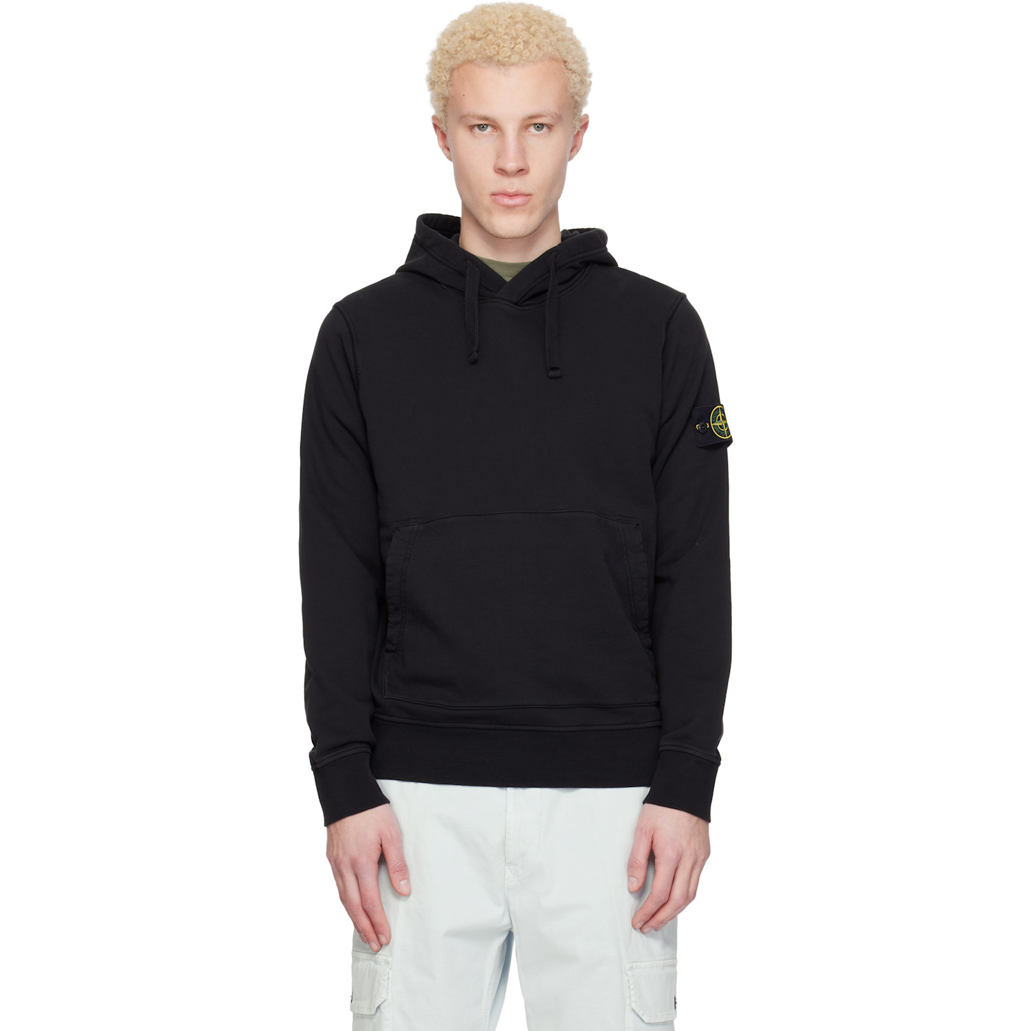 Stone Island Black 6100062 Organic Cotton Fleece Hoodie