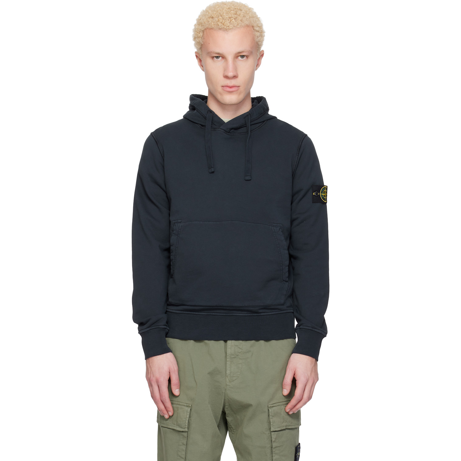 Stone Island Navy 6100062 Organic Cotton Fleece Hoodie