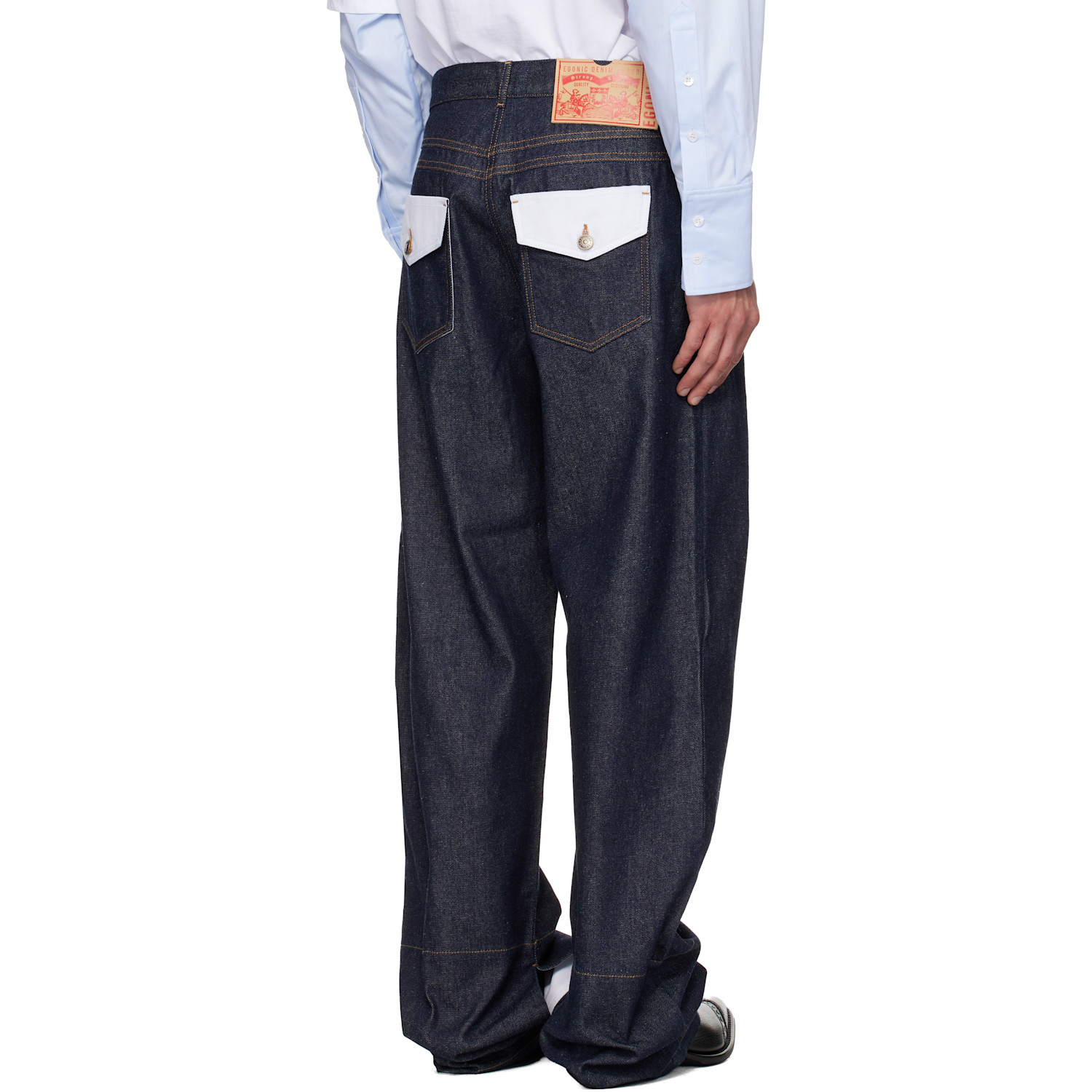  Egonlab Navy Contrasted Hem Jeans 