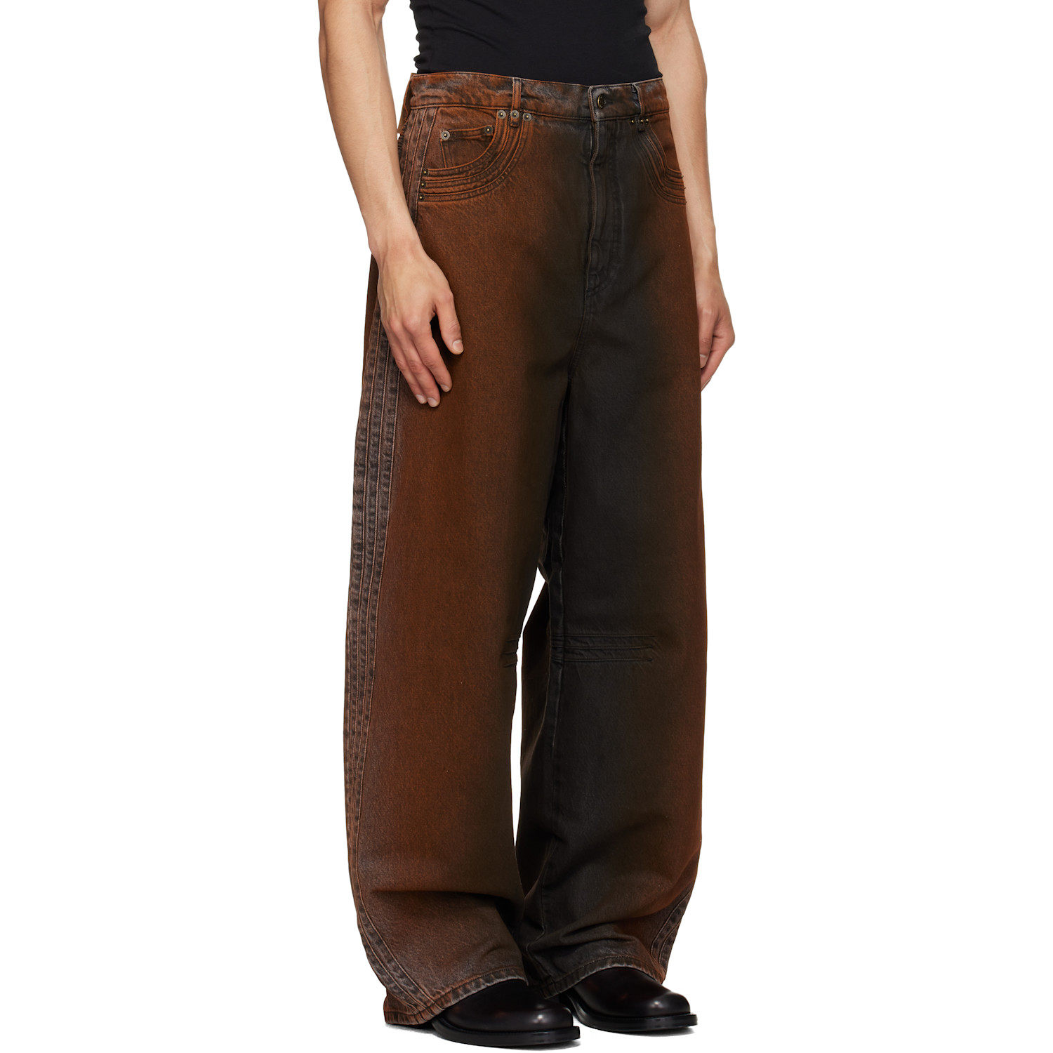  Egonlab Black & Orange Overscaled Jeans 