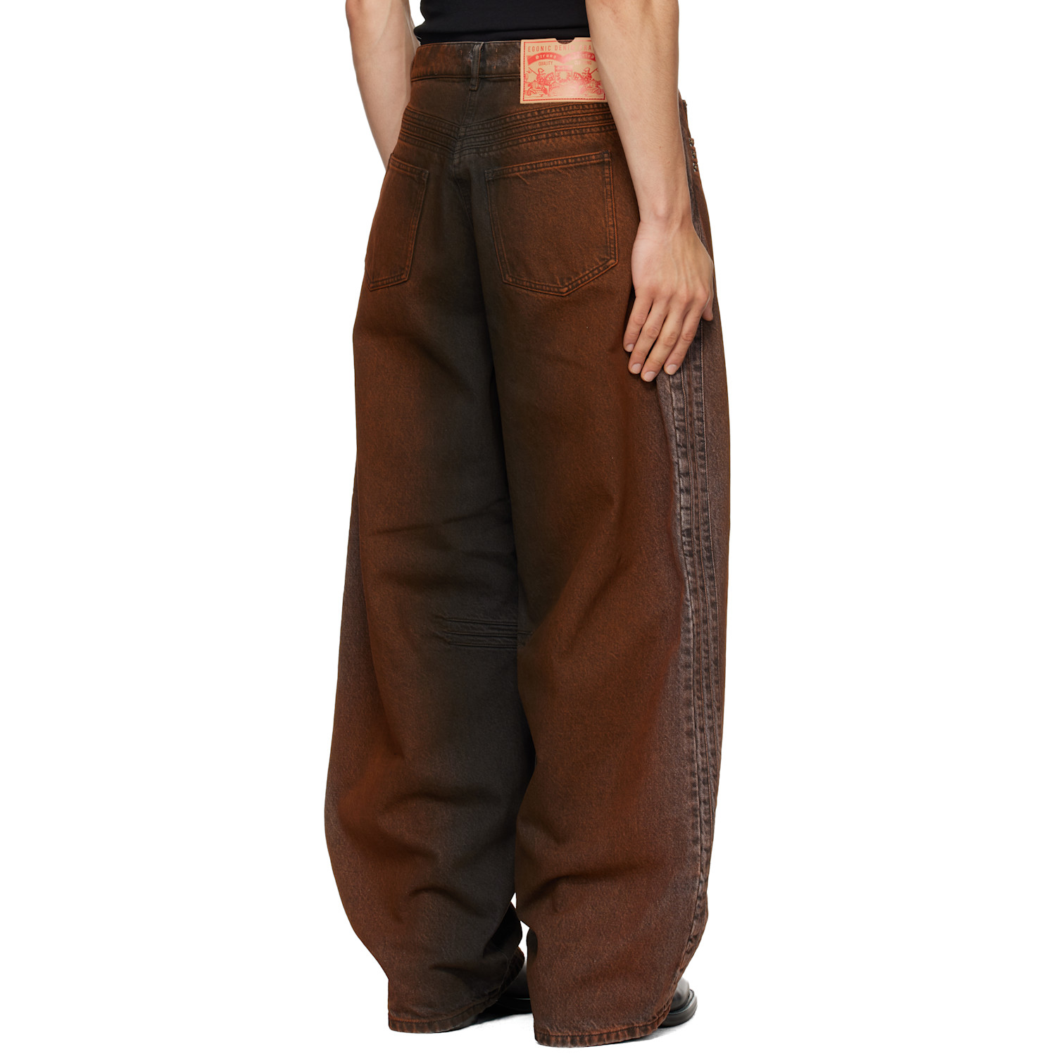 Egonlab Black & Orange Overscaled Jeans 
