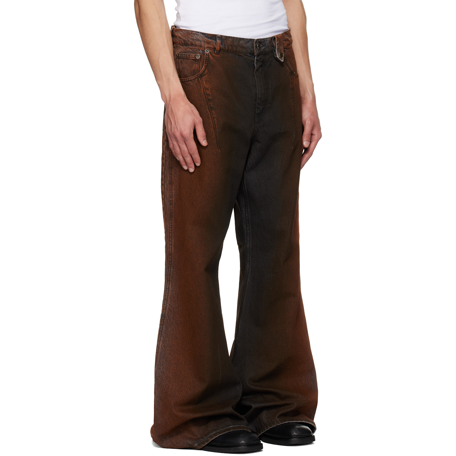  Egonlab Black & Orange Refined Wide Jeans 