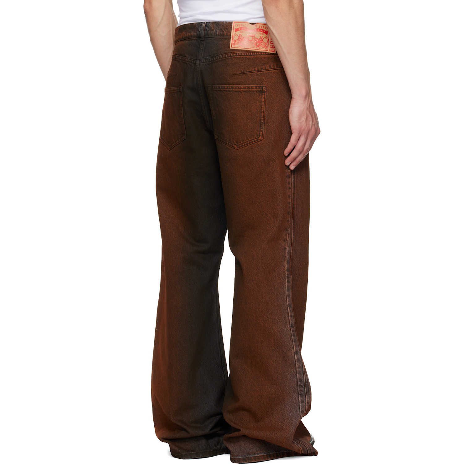  Egonlab Black & Orange Refined Wide Jeans 