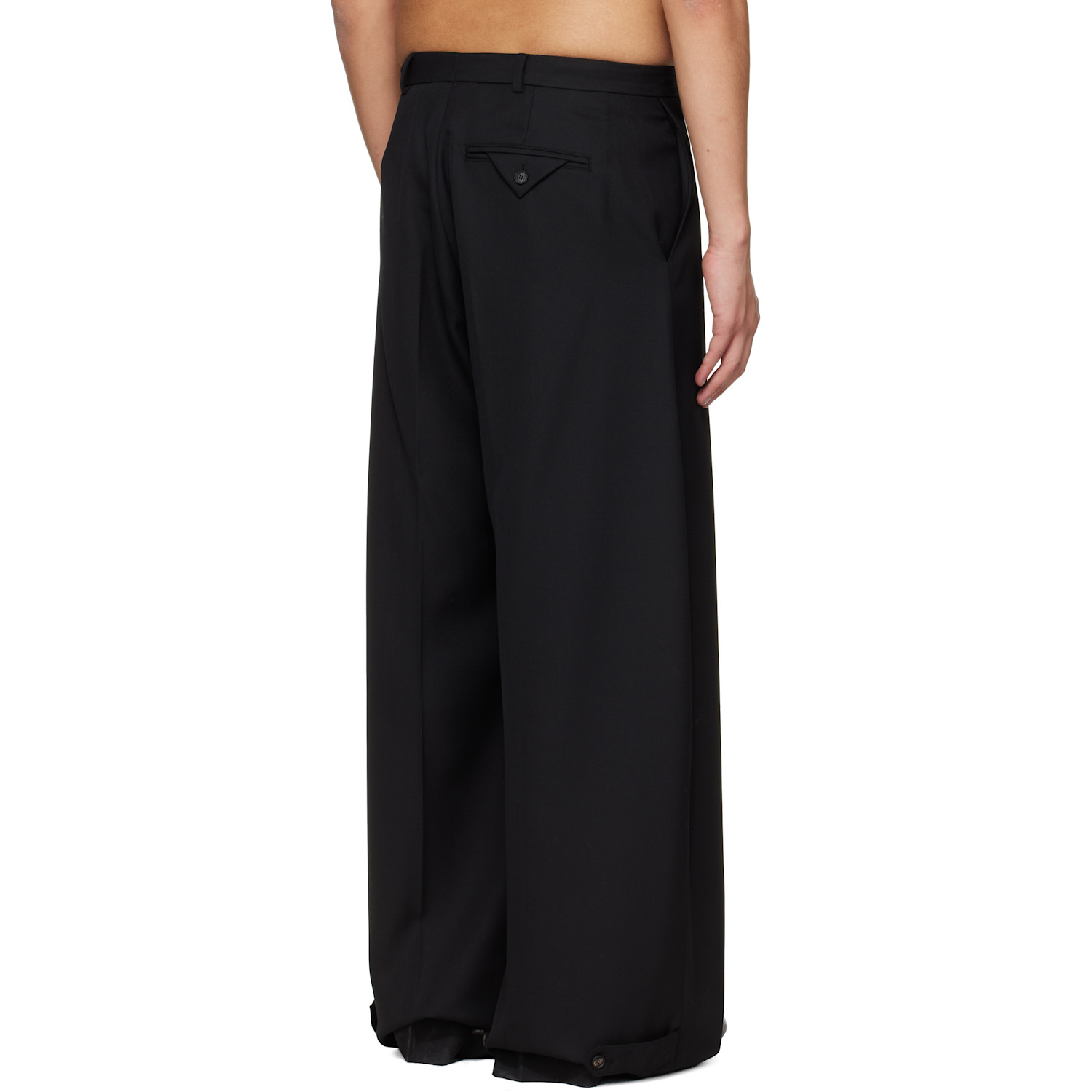  Egonlab Black Fluid Tailored Wide Leg Trousers 