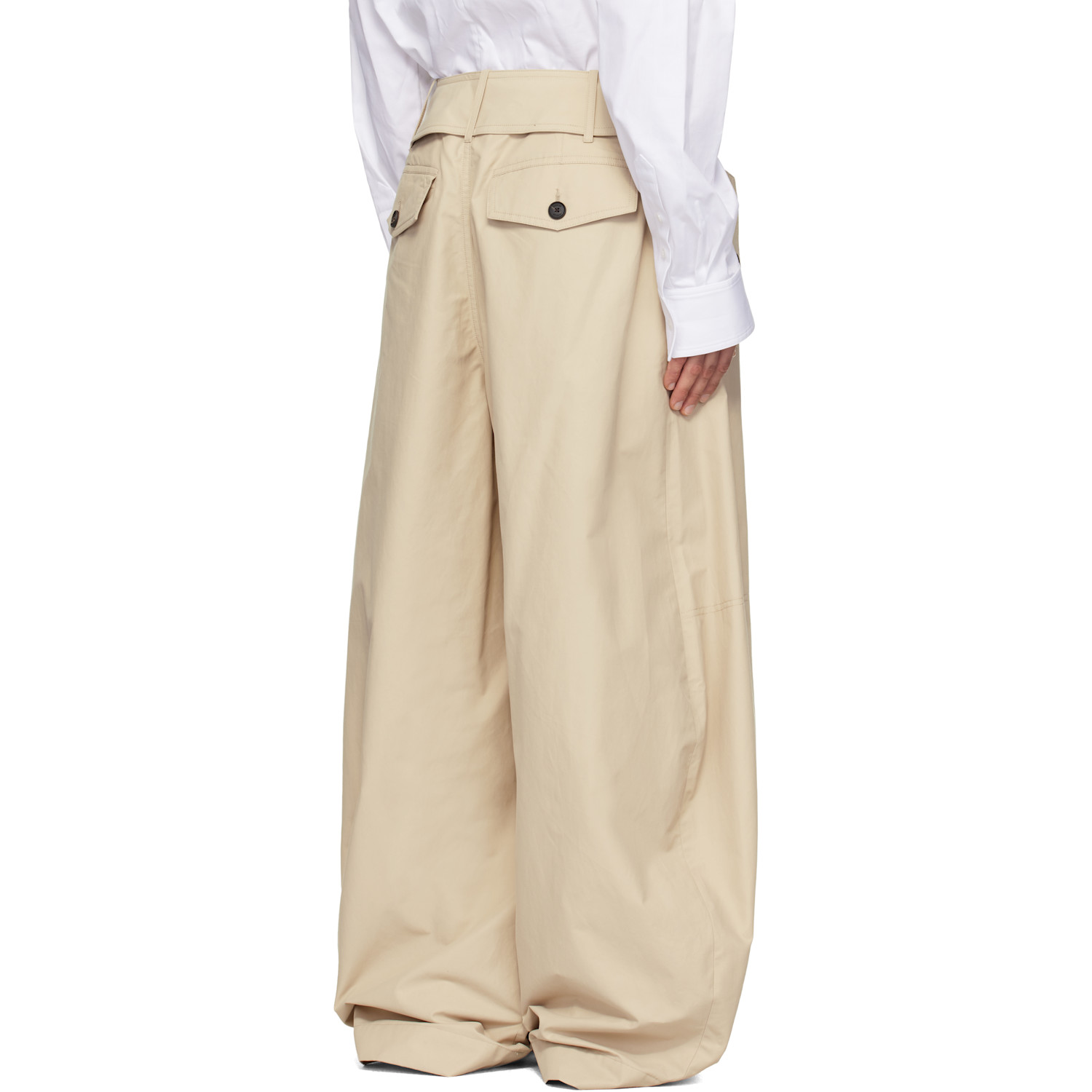  Egonlab Beige Belted Trench Trousers. 