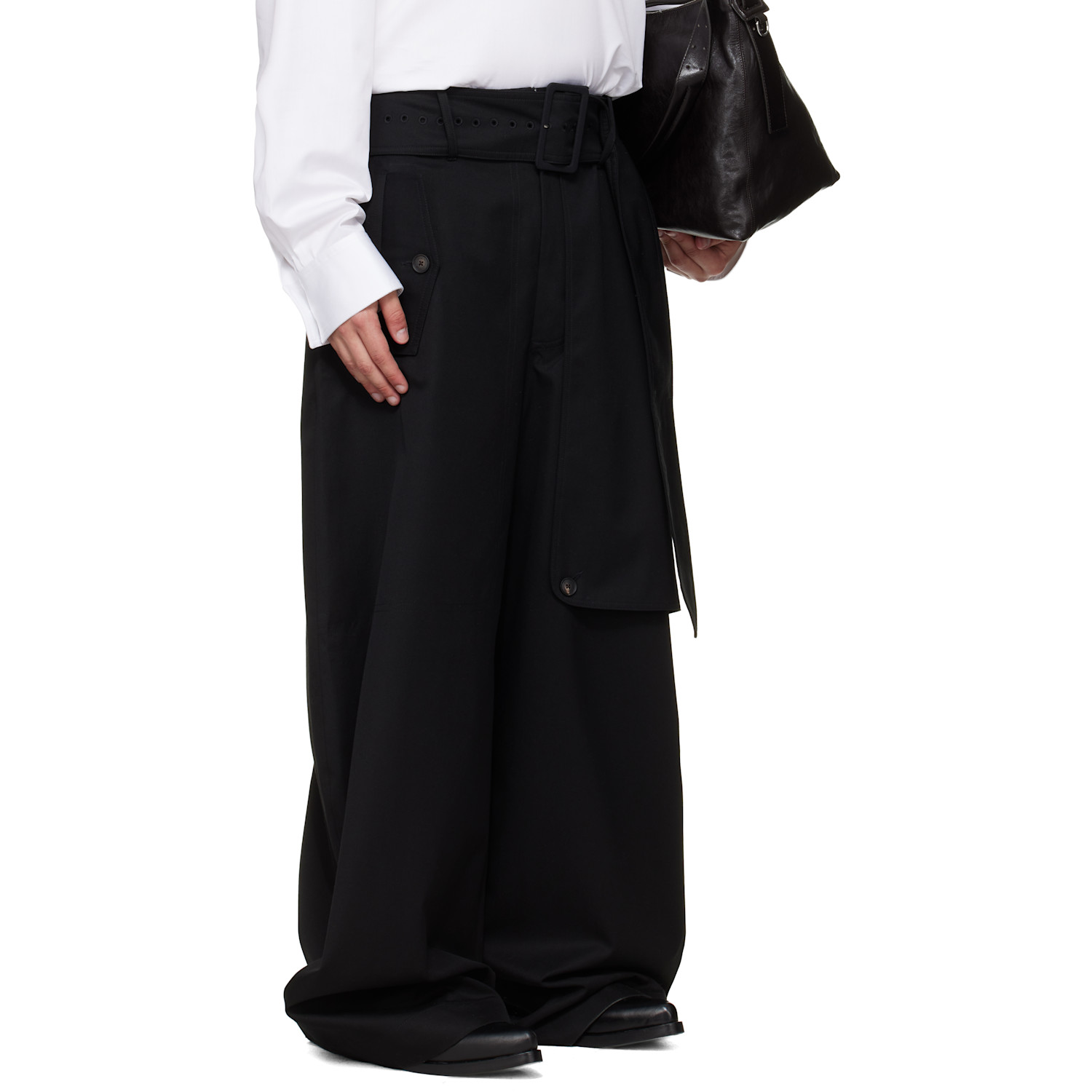  Egonlab Black Belted Trench Trousers 