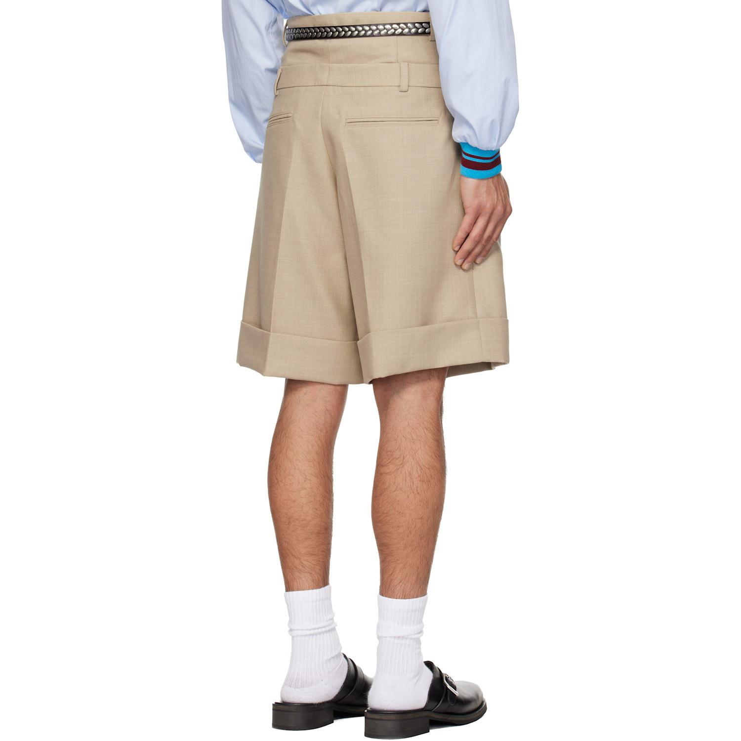 Egonlab Beige Double Waist Wool Shorts 