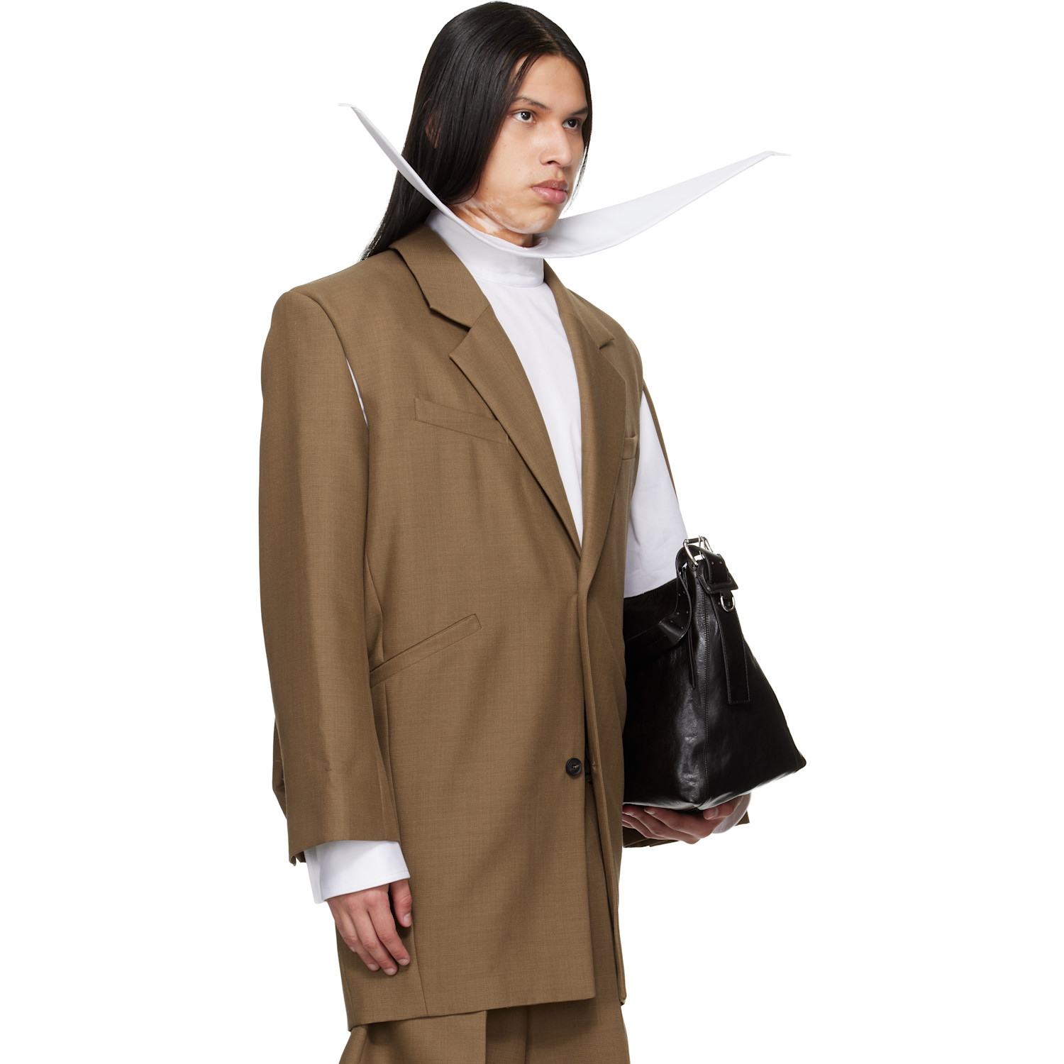 Egonlab Brown Curved Vent Blazer 