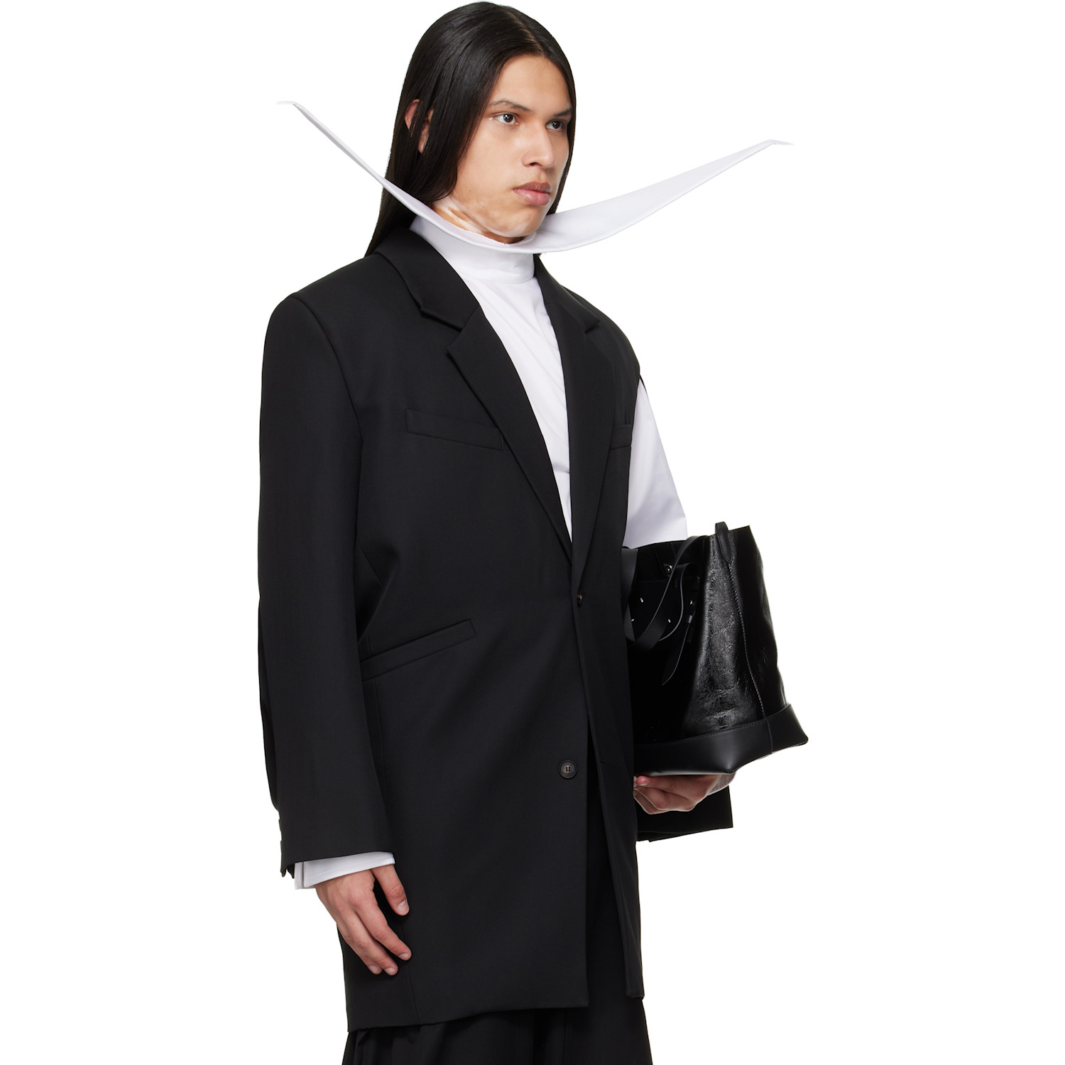  Egonlab Black Curved Vent Blazer 