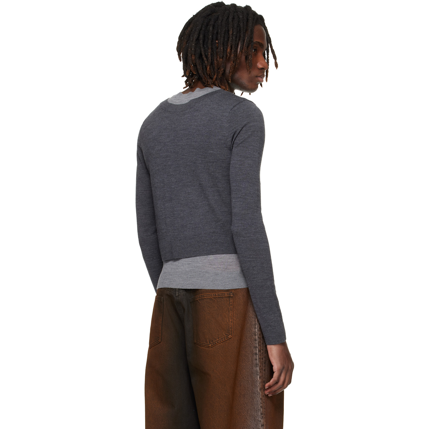  Egonlab Gray Illusion Layered Cardigan 