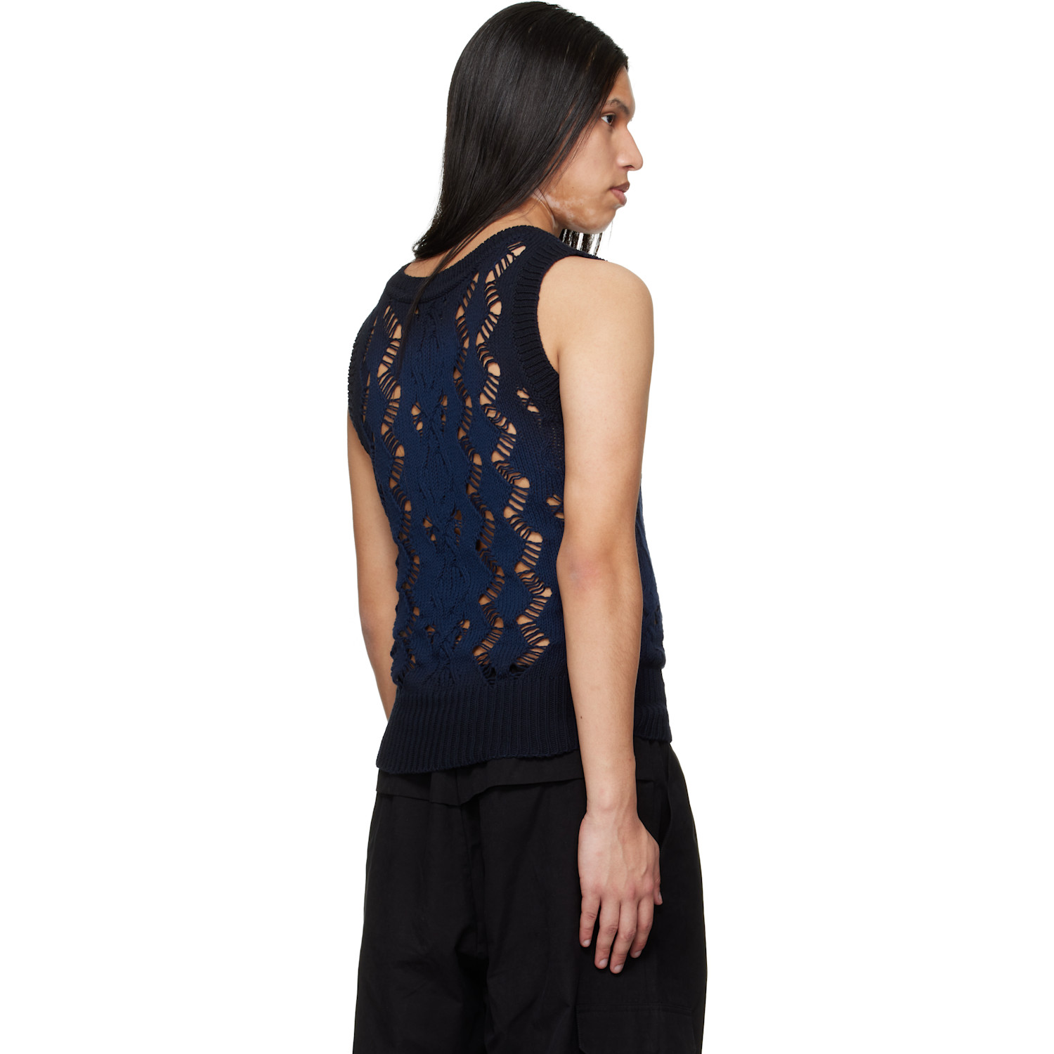  Egonlab Navy Textured Knit Tank Top 