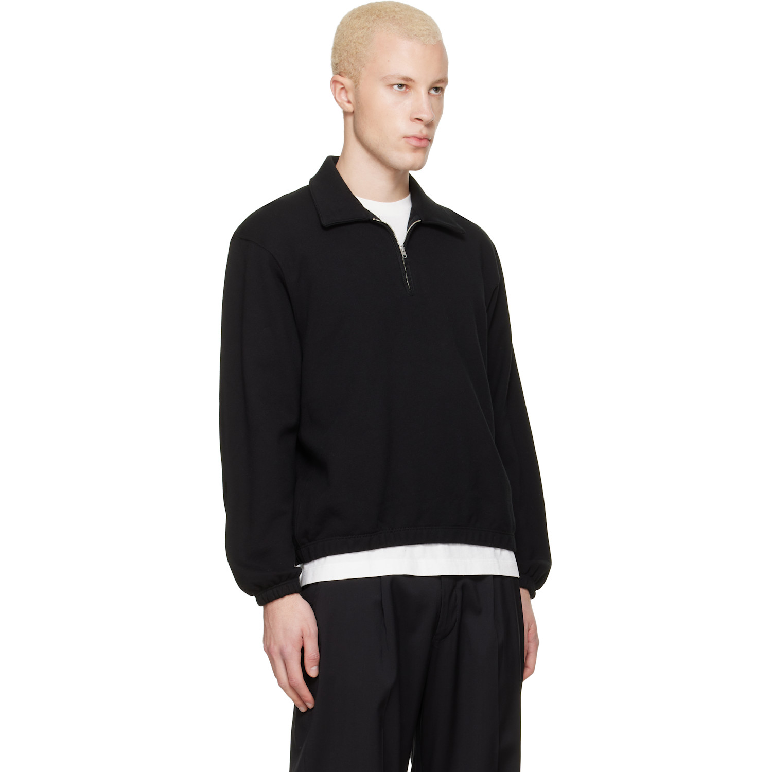  Lady White Co. Black Topper Quater Zip Sweater 