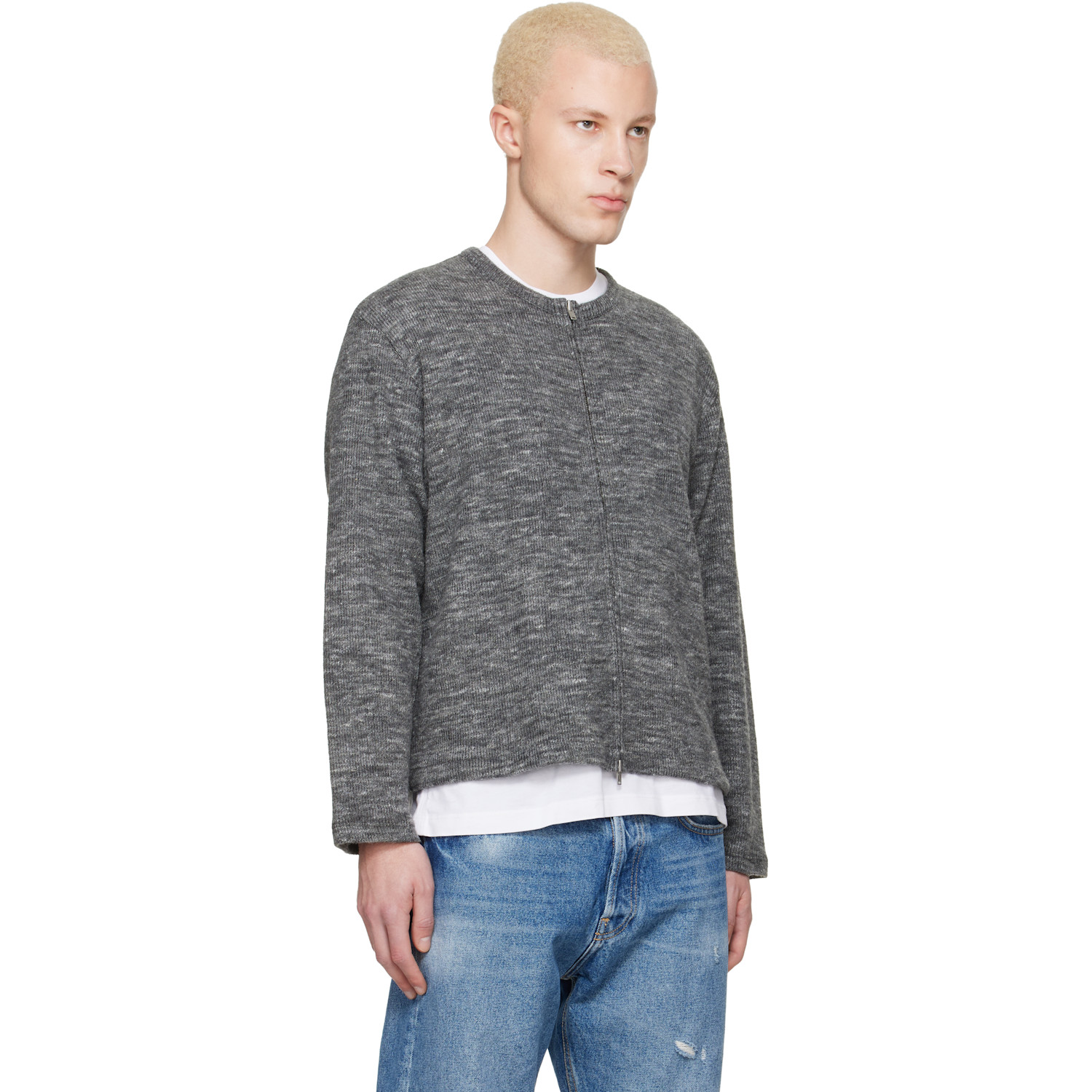  Lady White Co. Gray Zip Crewneck Sweater 
