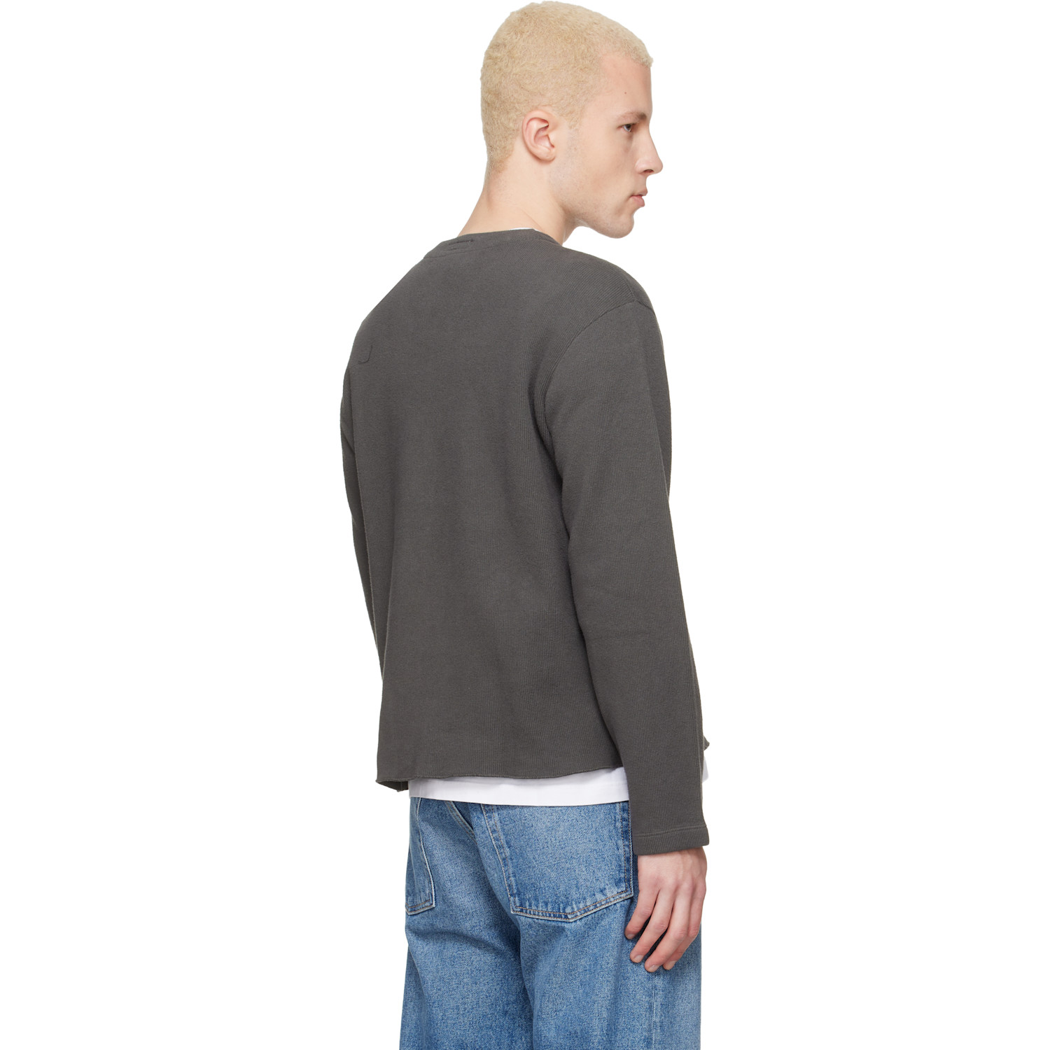  Lady White Co. Gray Cropped V-neck Sweater 