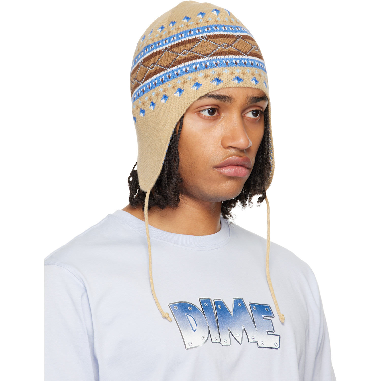  Dime Beige & Blue Alpine Beanie 