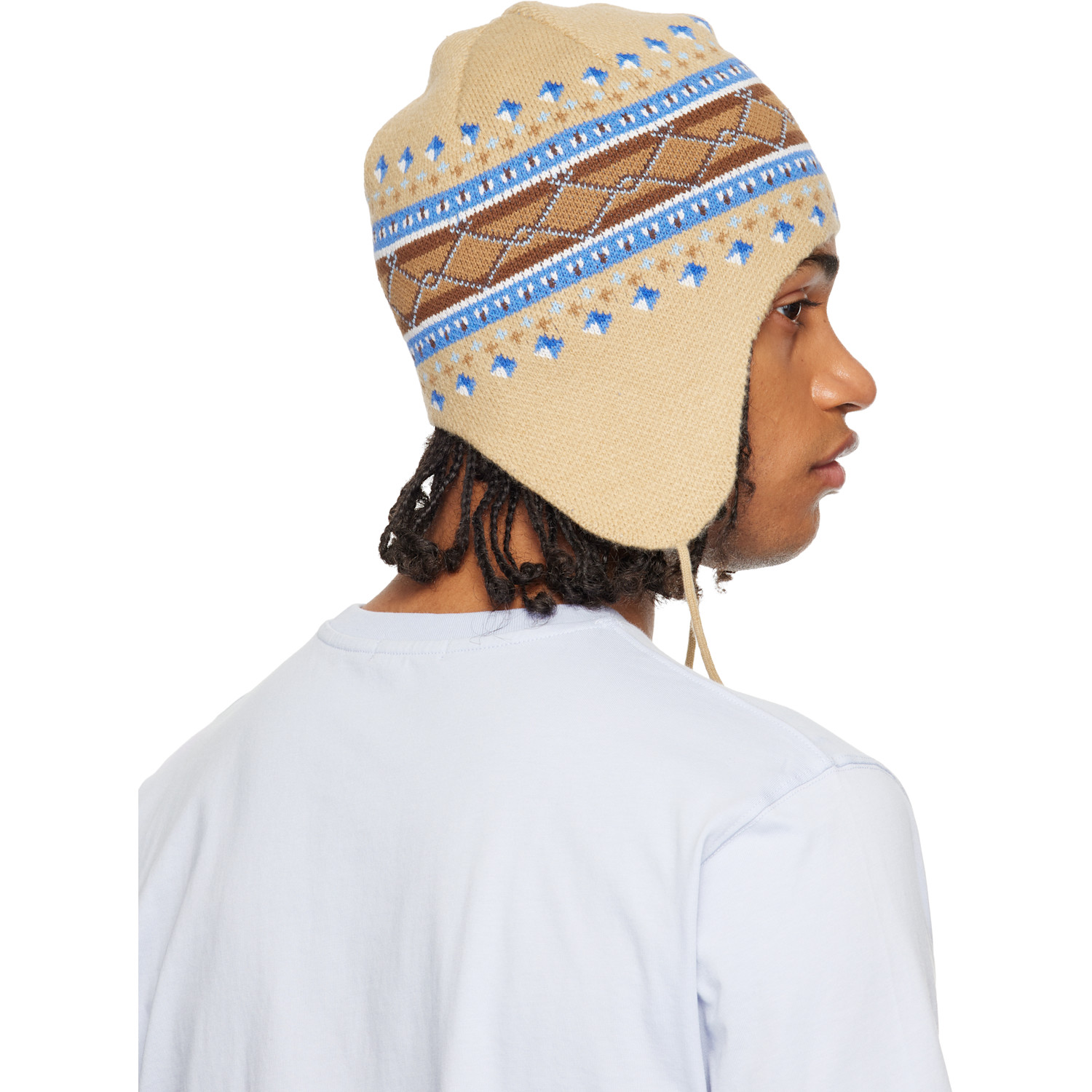  Dime Beige & Blue Alpine Beanie 