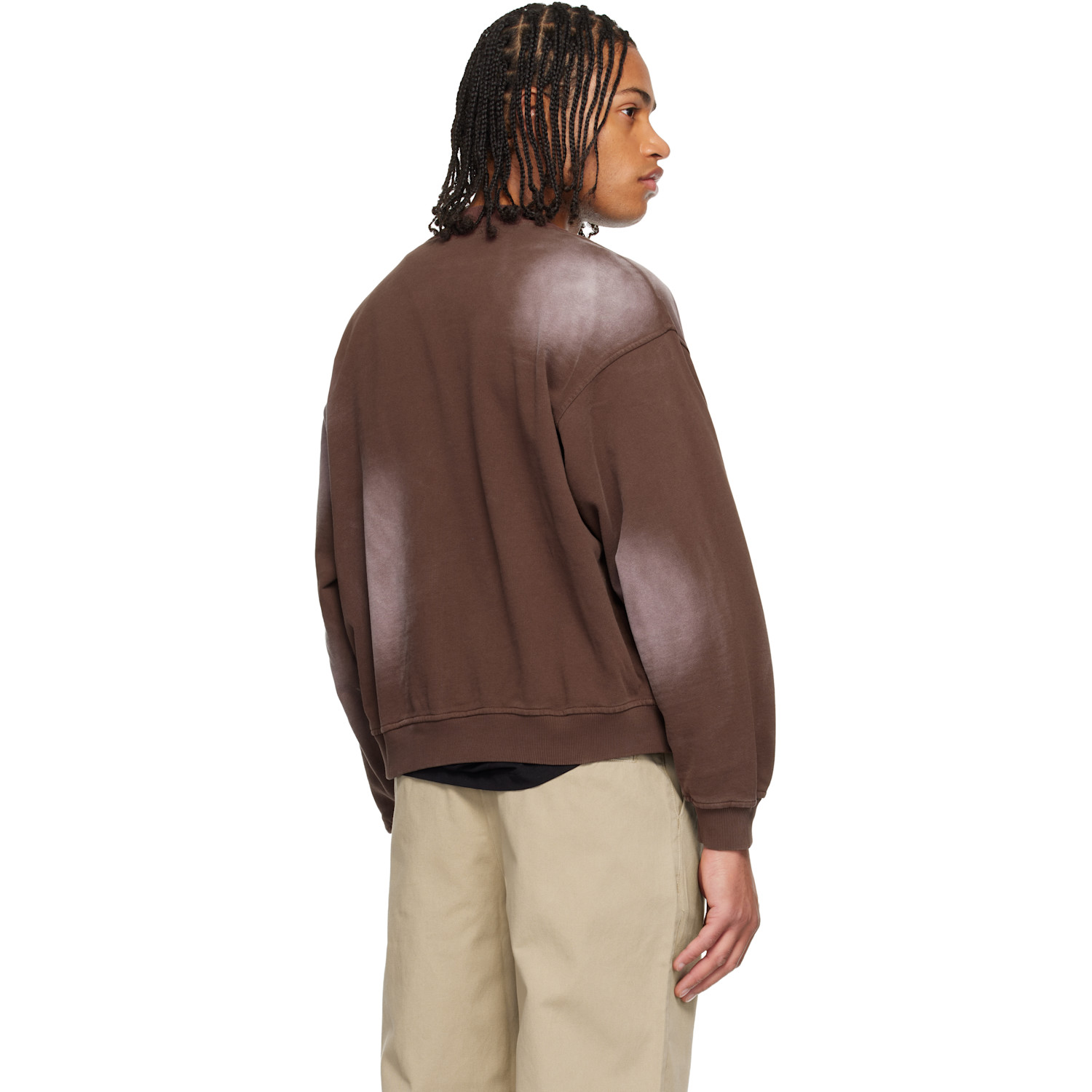  Dime Brown Faded Fleece Bomber Jacket 