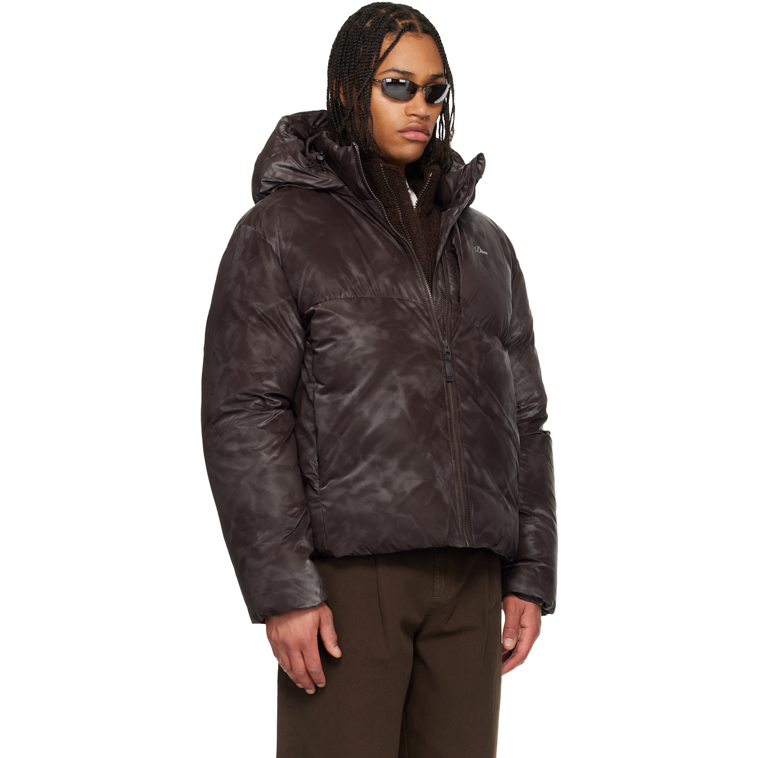  Dime Brown Wavy Puffer Jacket 