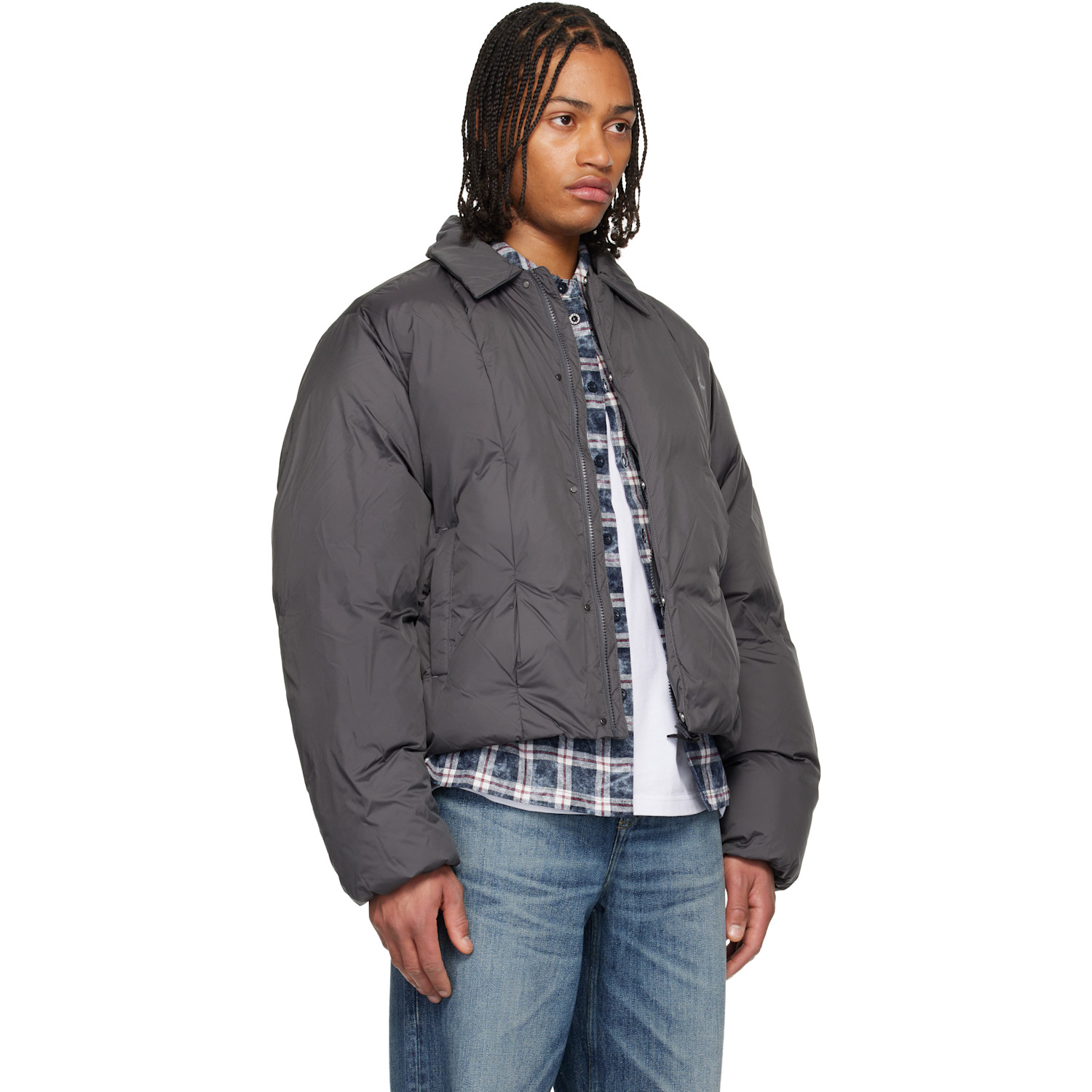  Dime Gray Pleated Puffer Jacket 