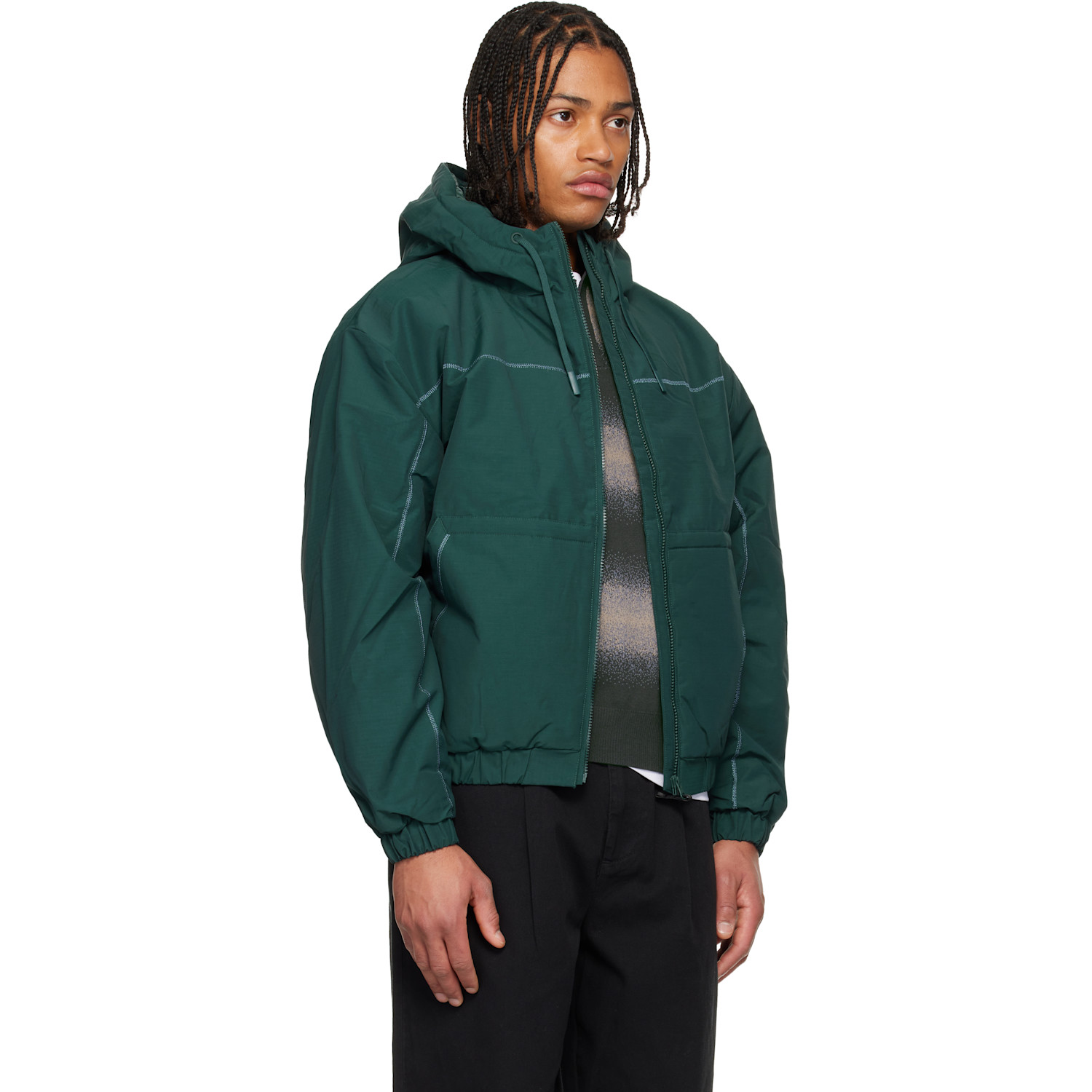  Dime Green Quilted Ripstop Puffer Jacket 