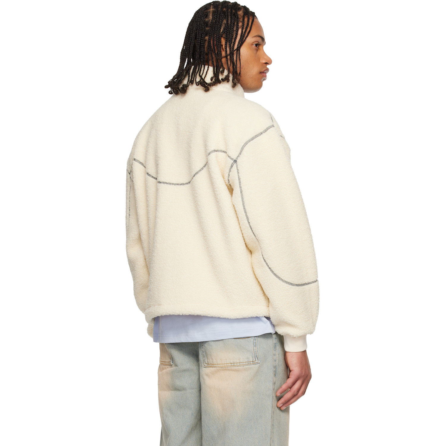  Dime Off-white Polar Fleece Sherpa Zip Jacket 