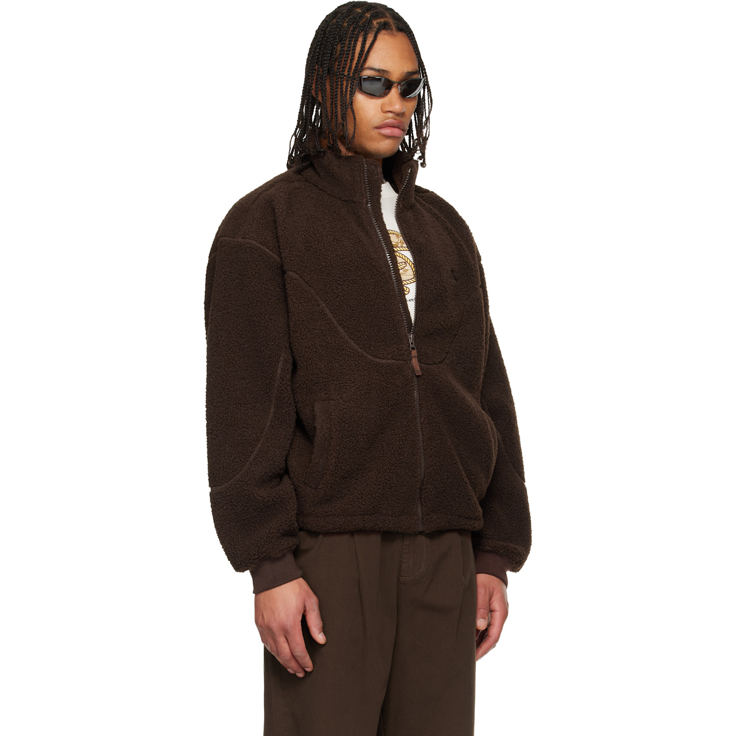  Dime Brown Polar Fleece Sherpa Zip Jacket 