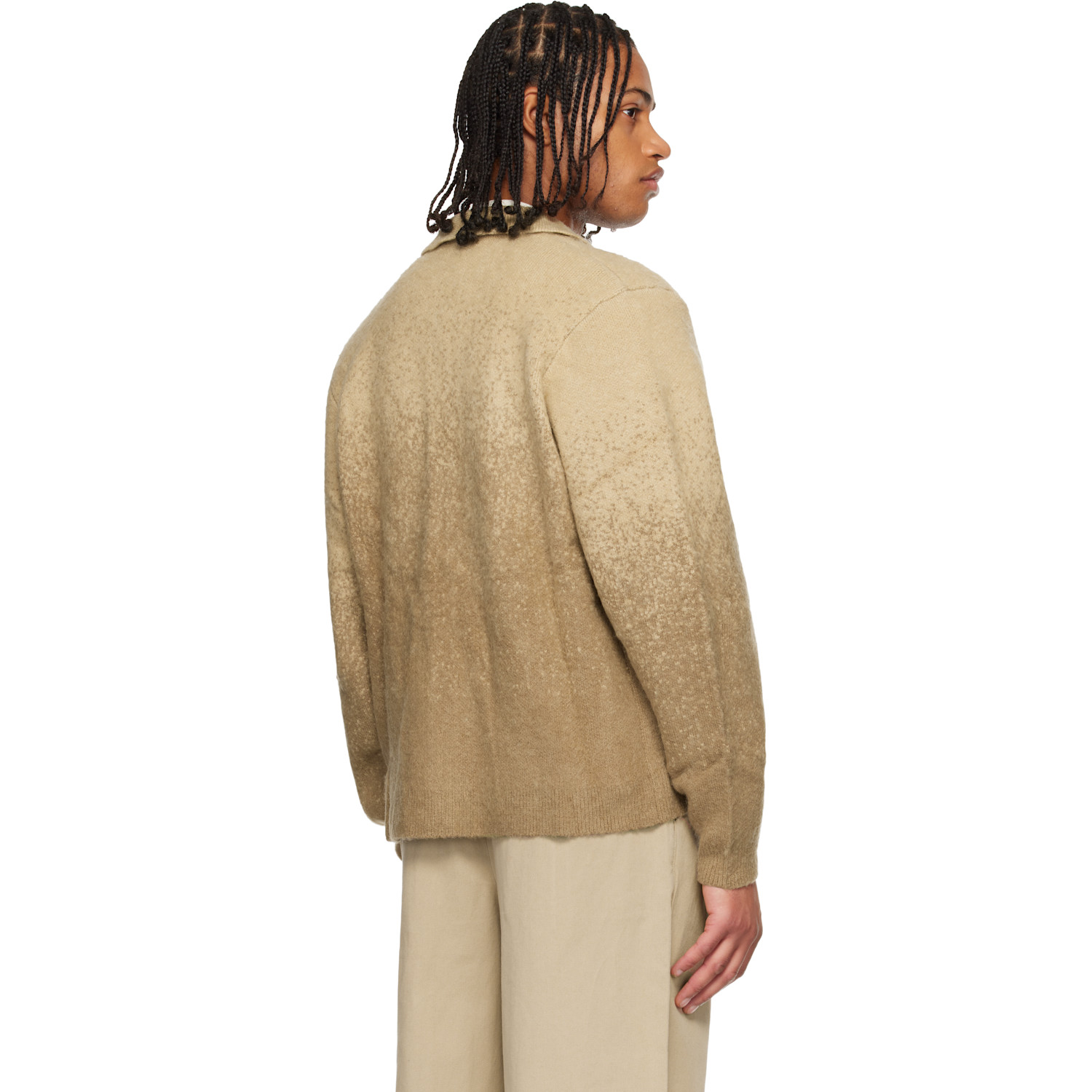  Dime Beige Mohair Double Zip Knit Sweater 