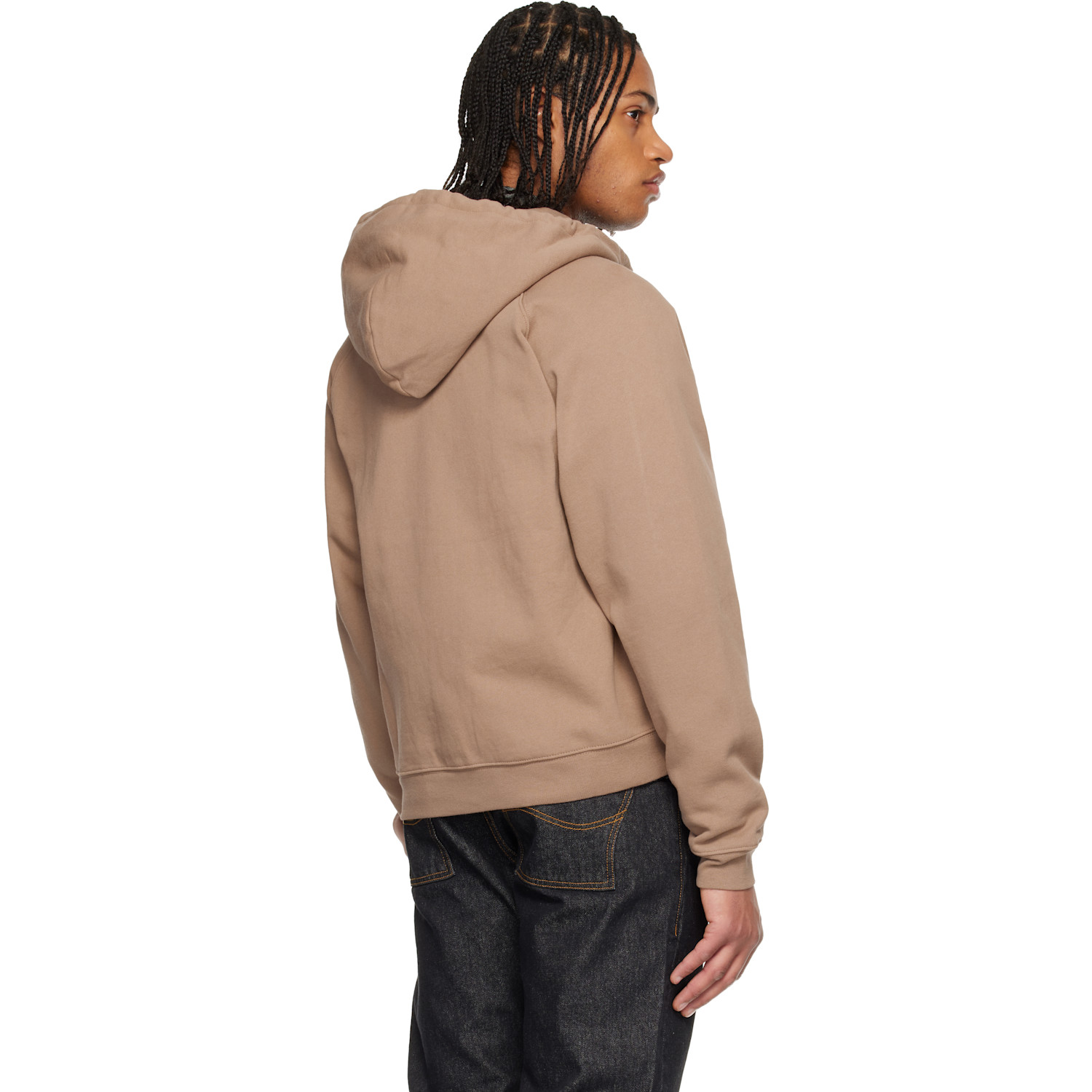  Dime Taupe Cursive Small Logo Zip Hoodie 