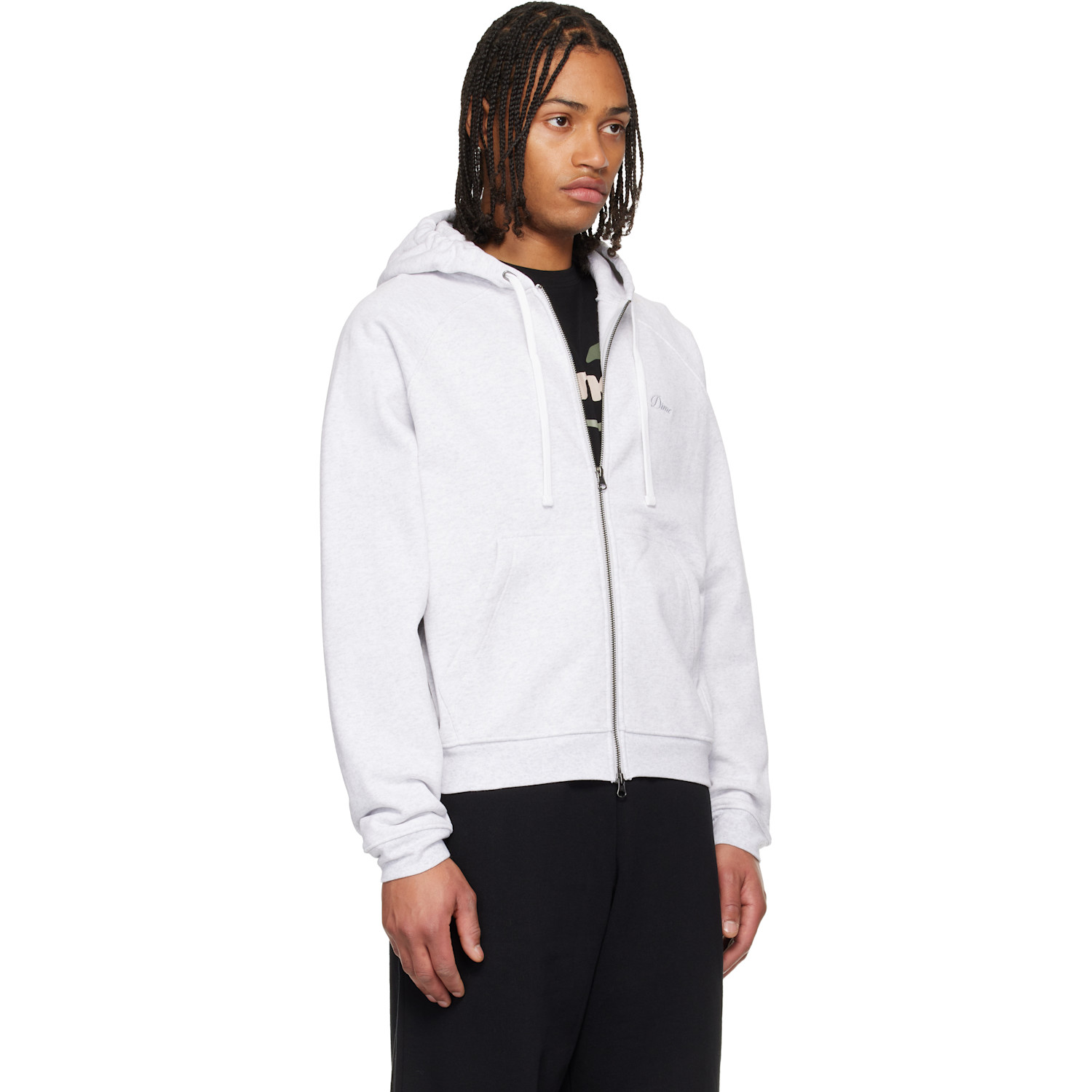  Dime Gray Cursive Small Logo Zip Hoodie 