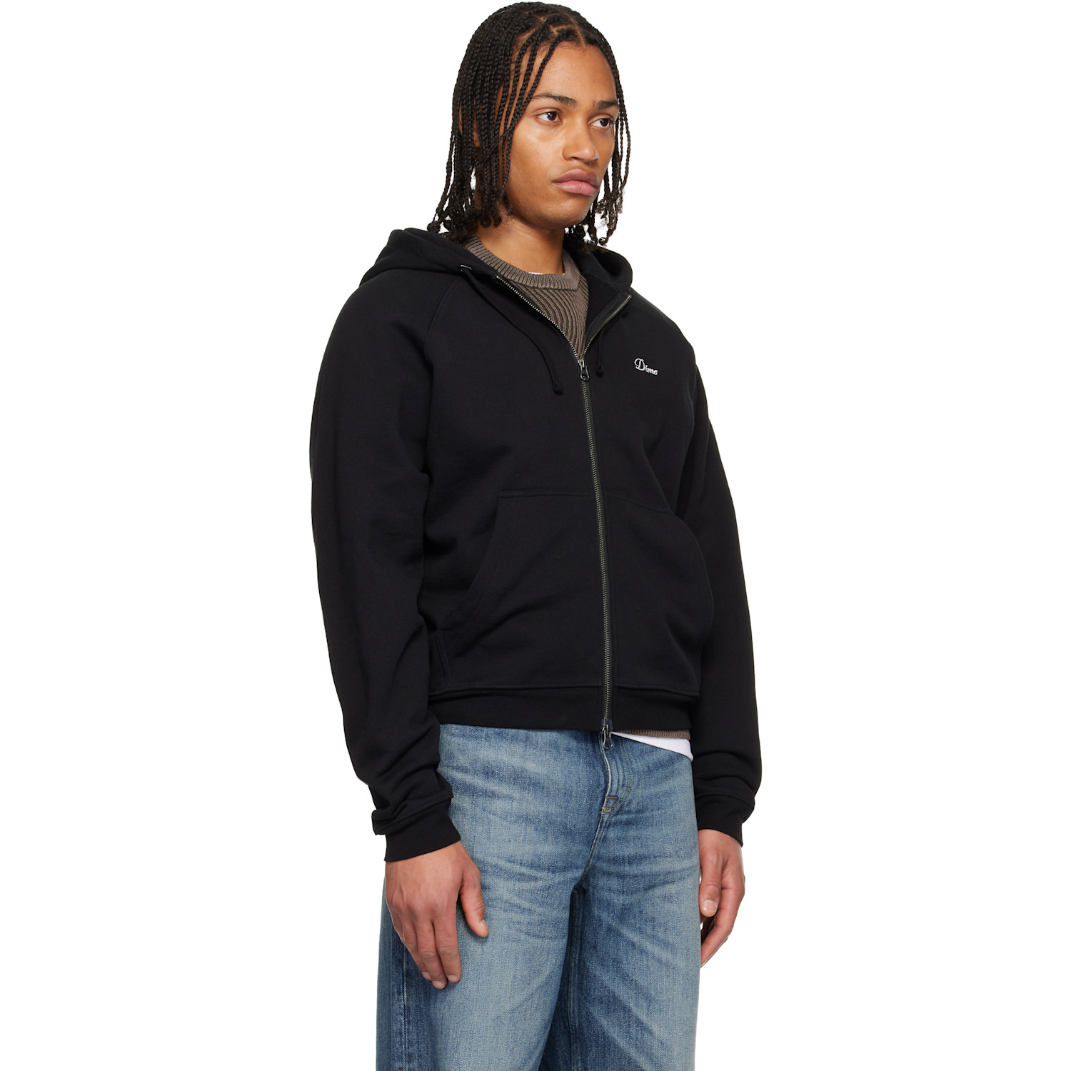  Dime Black Cursive Small Logo Zip Hoodie 