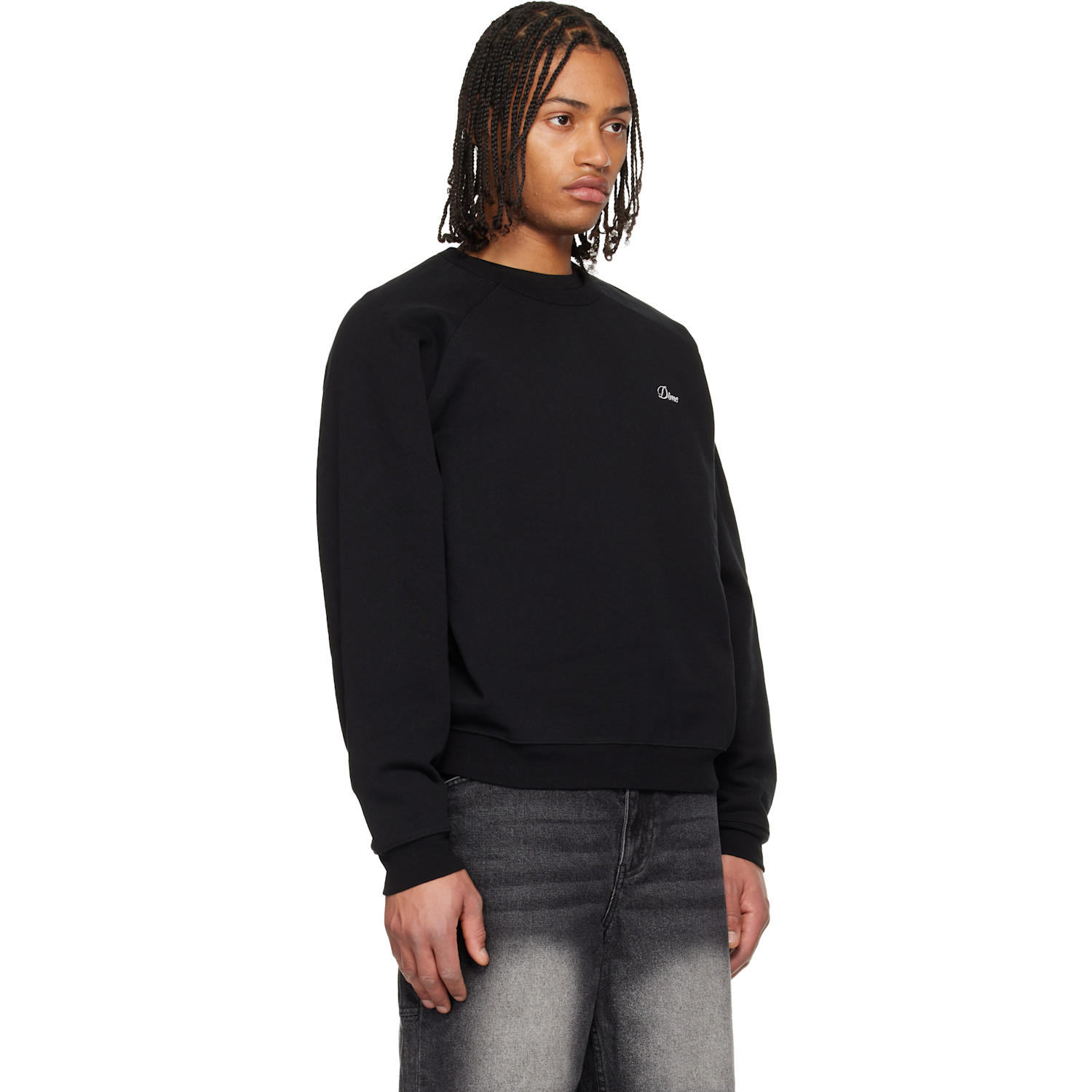  Dime Black Cursive Small Logo Crewneck Sweatshirt 